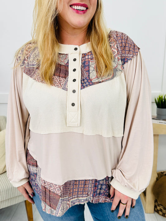 Whispering Patterns Top in Oatmeal