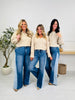 Two Tone Twist Tummy Control Retro Wide Leg Jeans