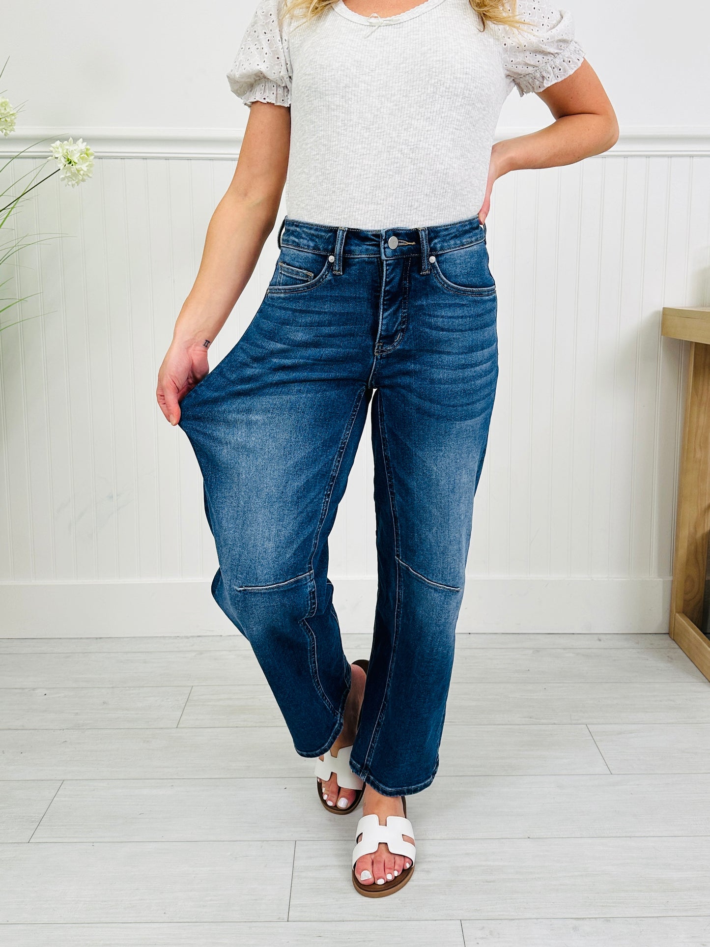 Carefully Curved Slim Barrel Jeans with Tummy Control