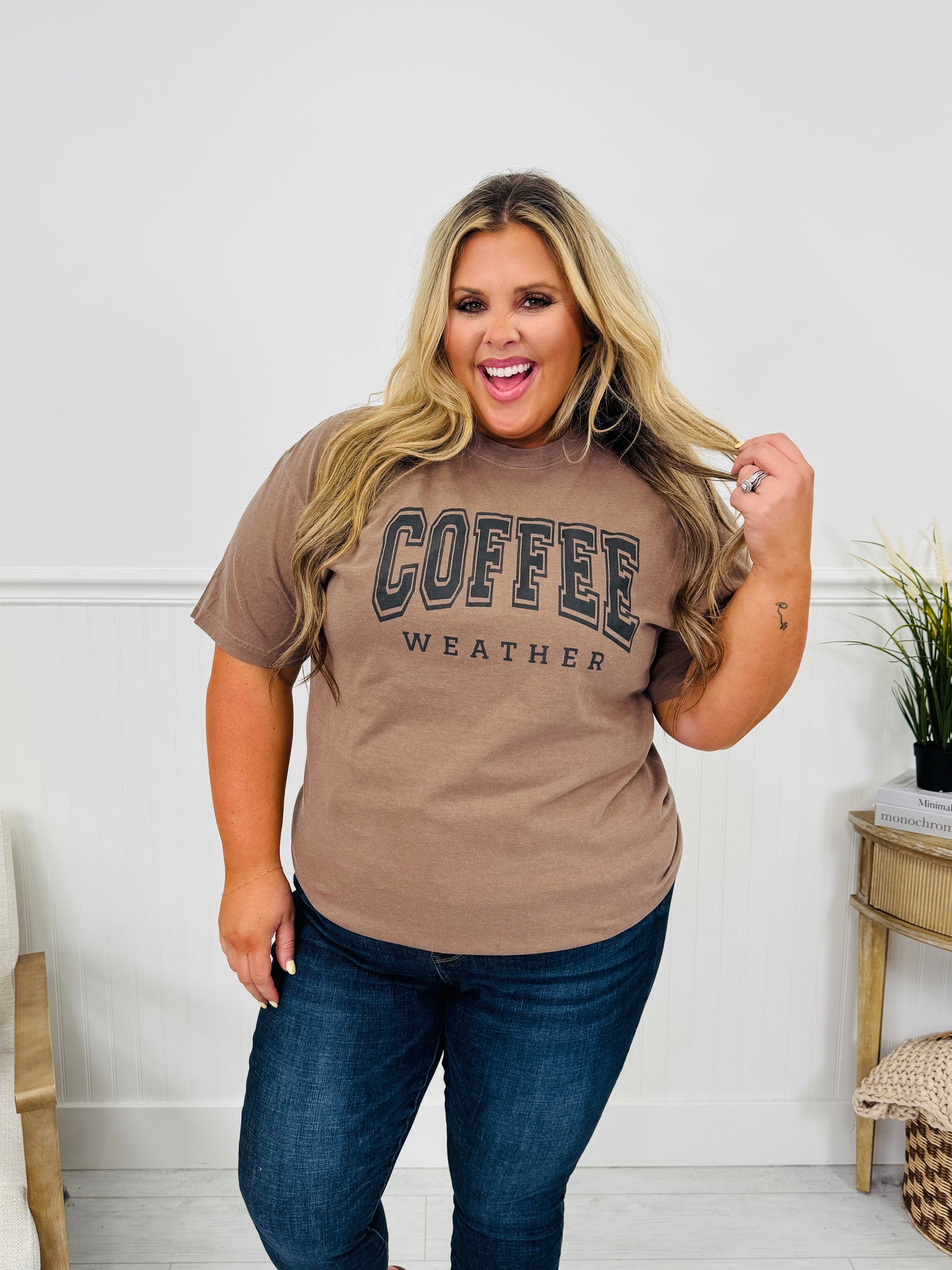Coffee Weather Graphic Tee in Brown