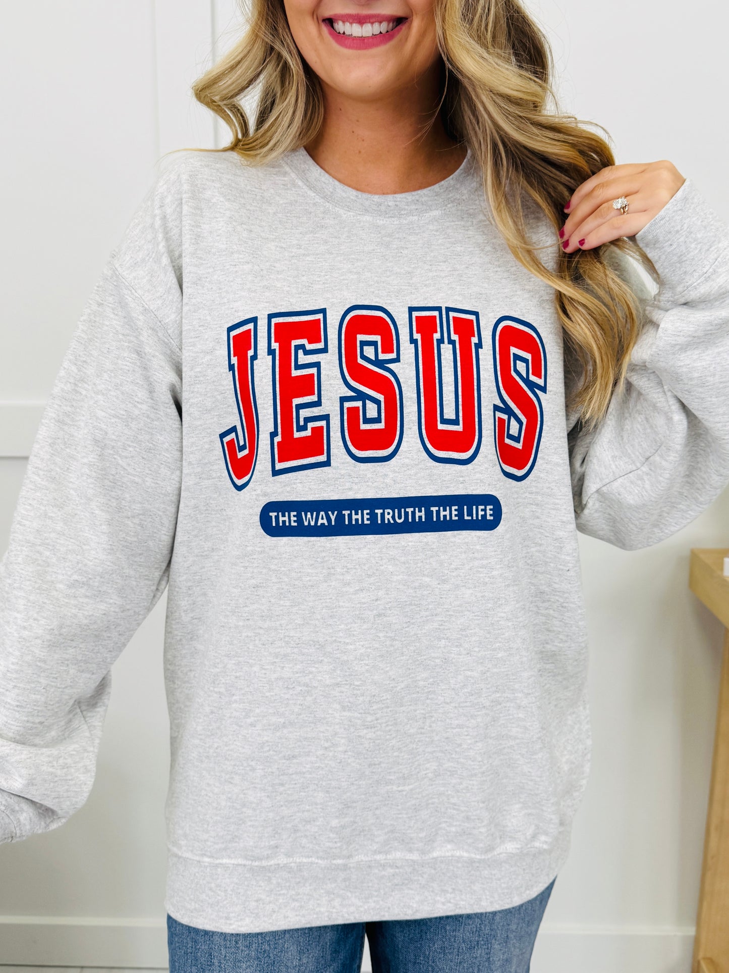 Jesus Is The Way Crewneck Graphic Sweatshirt