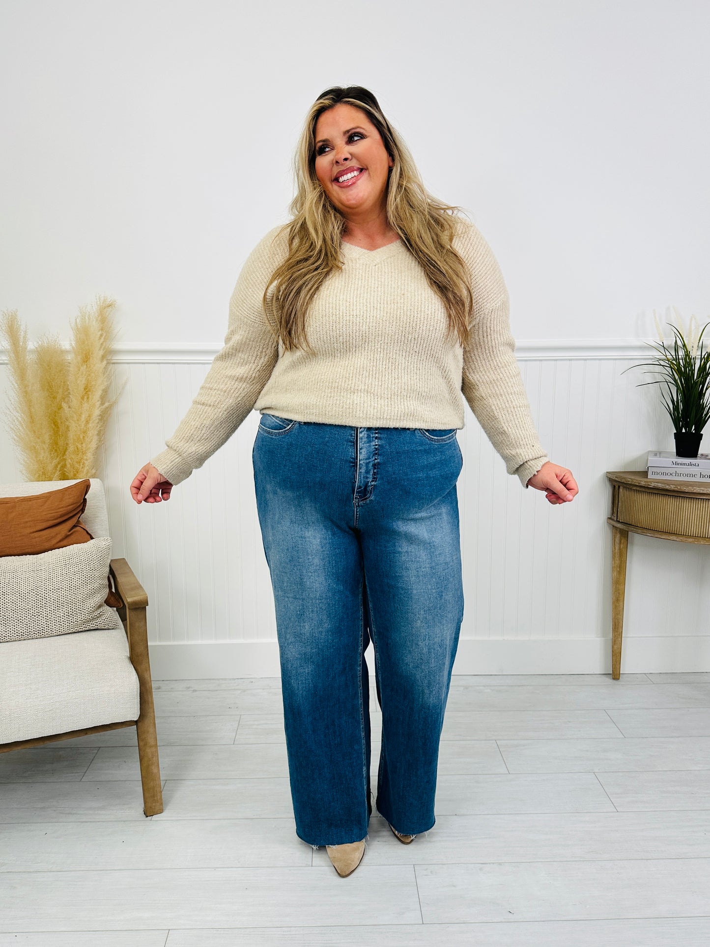Go Into Detail Tummy Control Wide Leg Jeans