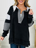 Striped Edge Pullover In Black Combo