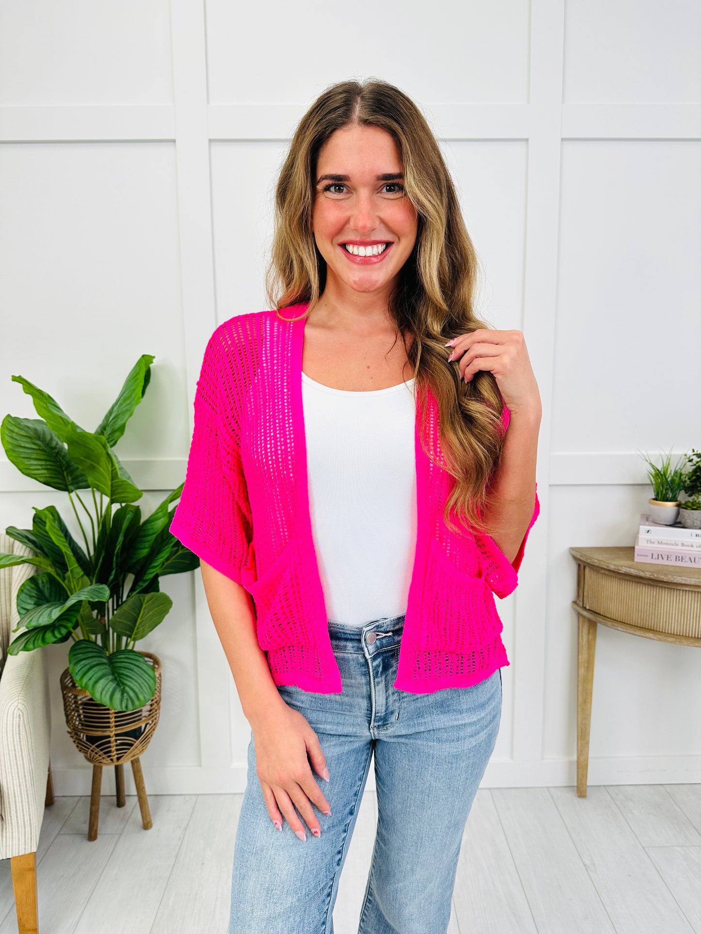 Shore Thing Cardigan in Hot Pink