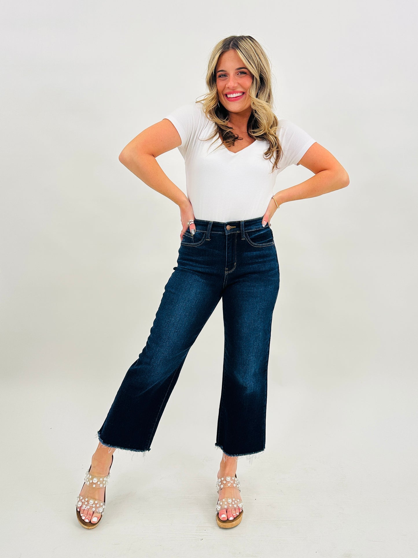 Judy Blue You Better Work It Wide Leg Jeans in Reg/Curvy