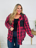 Falling For Flannel Hooded Shacket in Red