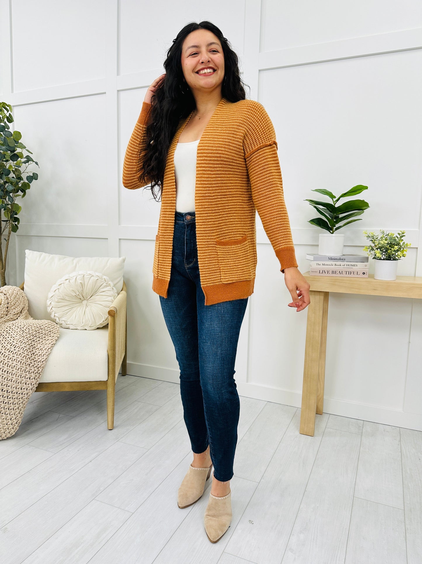 My Cozy Life Cardigan In Pumpkin