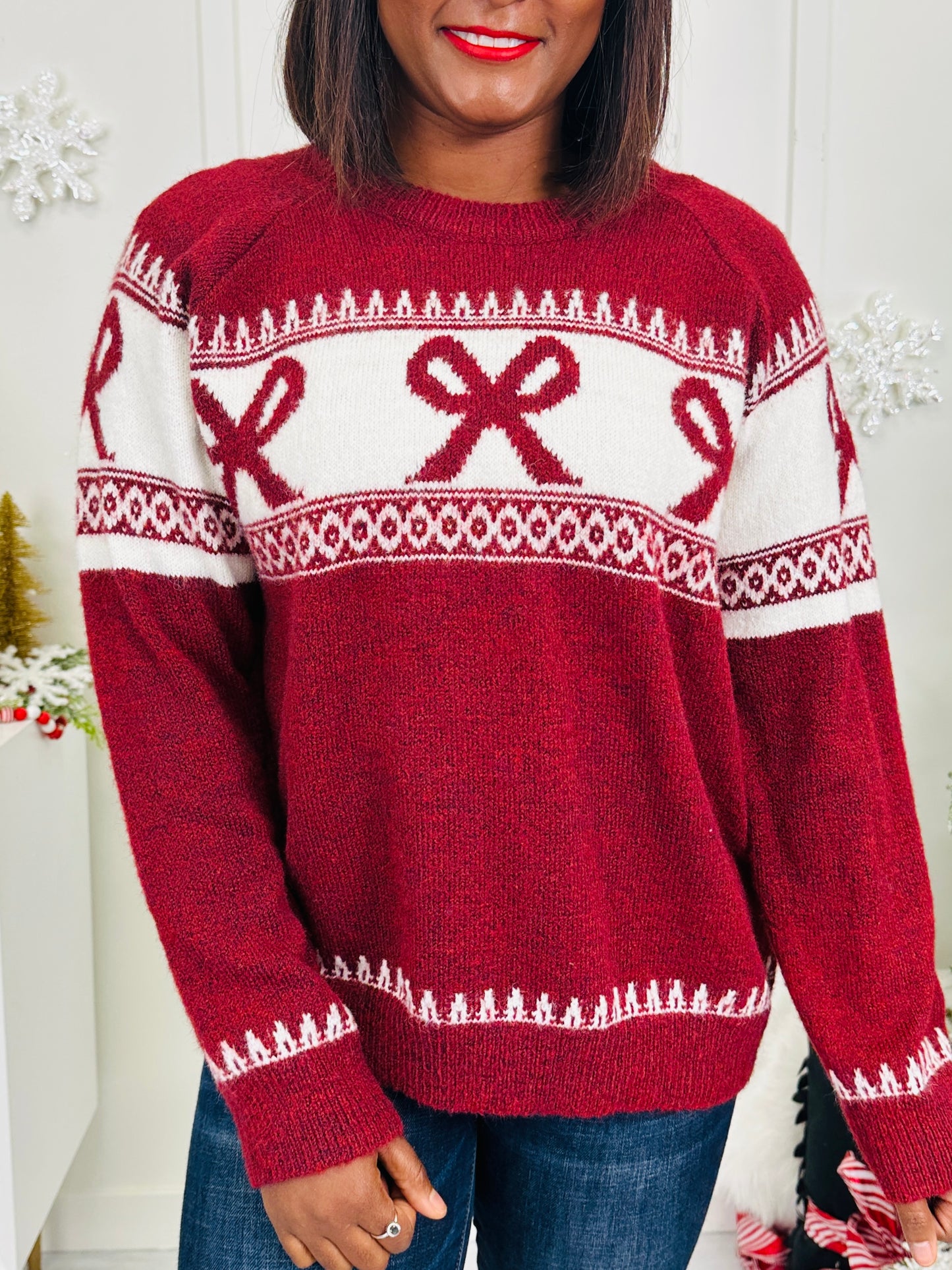 Decked And Delighted Sweater in Red