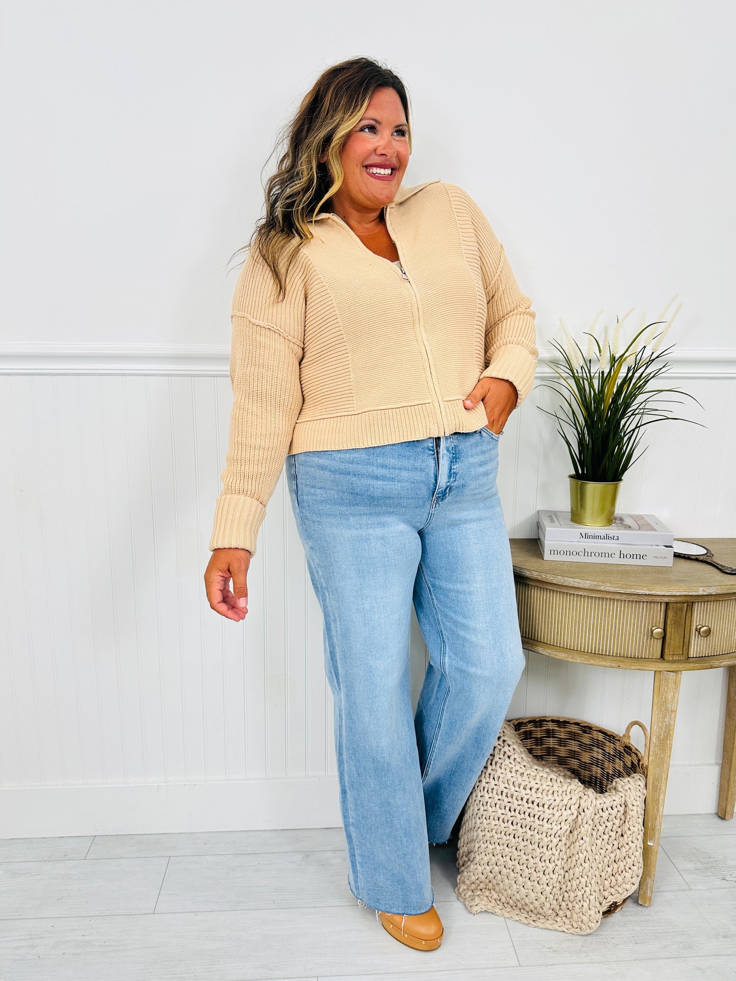 Fall Into Your Cart Tummy Control Wide Leg Jeans