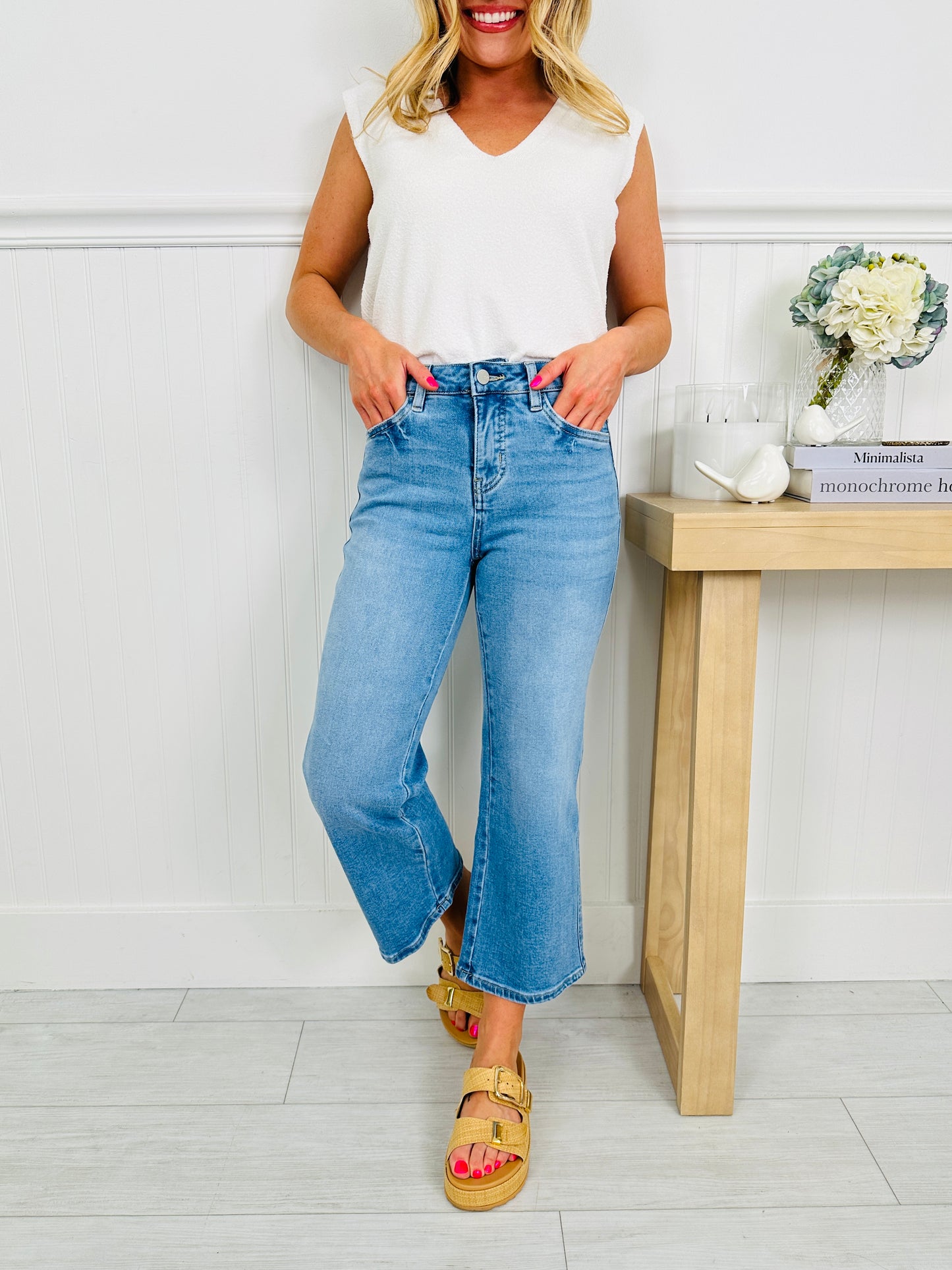 Triple The Fun Tummy Control Cropped Wide Leg Jeans in Three Inseams