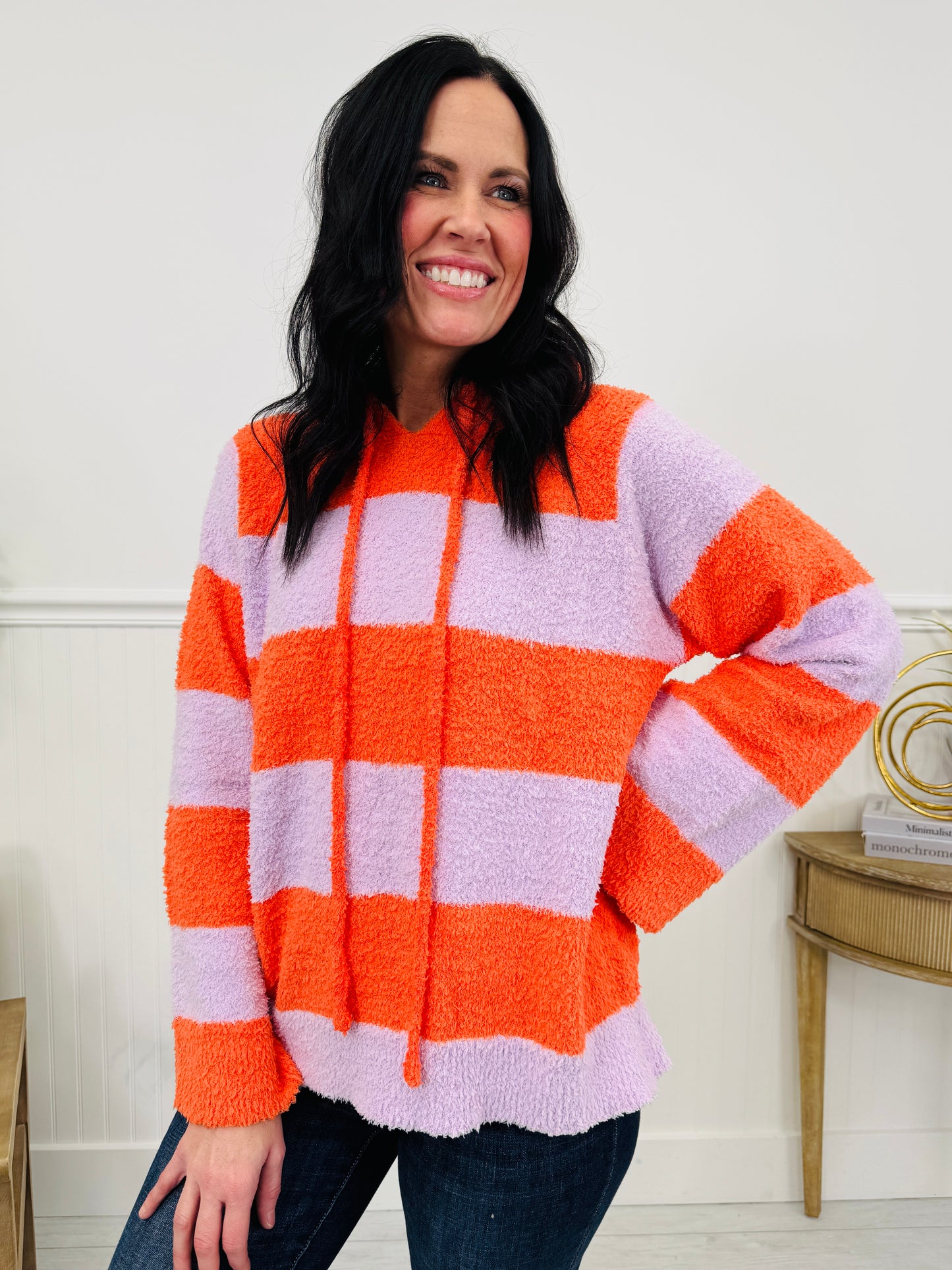 Cozy Little Moments Hoodie In Lilac Orange