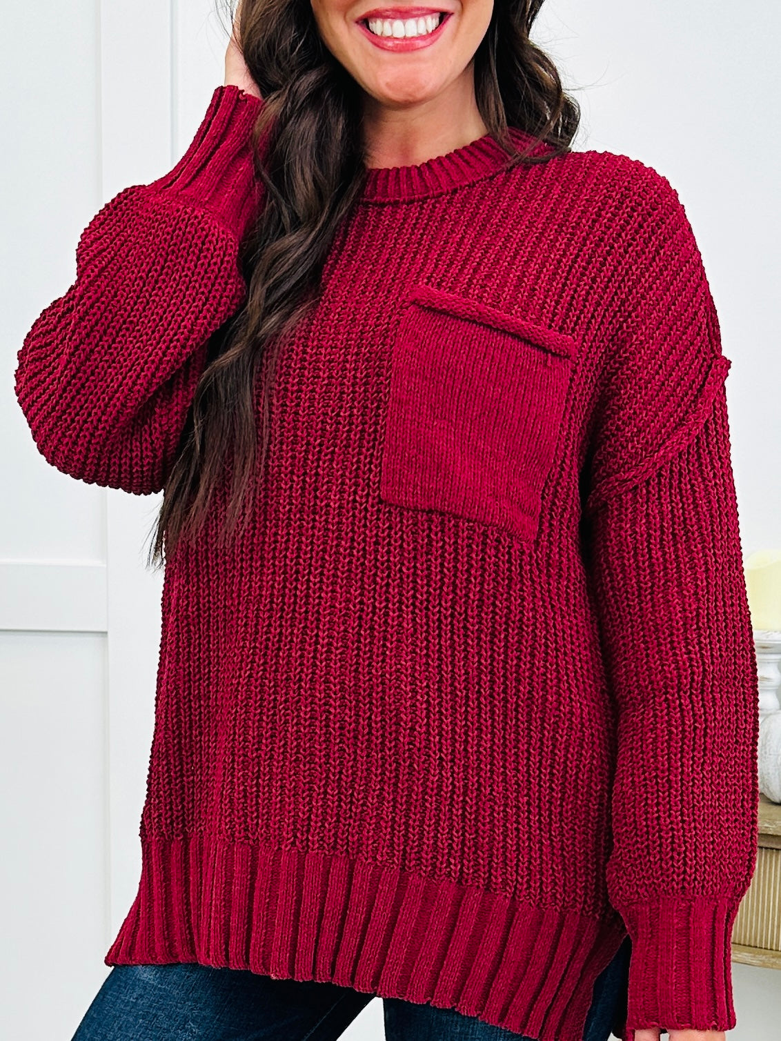 Casual Company Sweater In Burgundy
