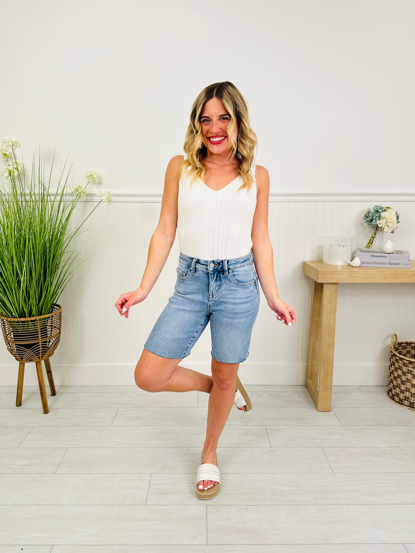 Meet Me In The Middle Tummy Control Mid Thigh Shorts