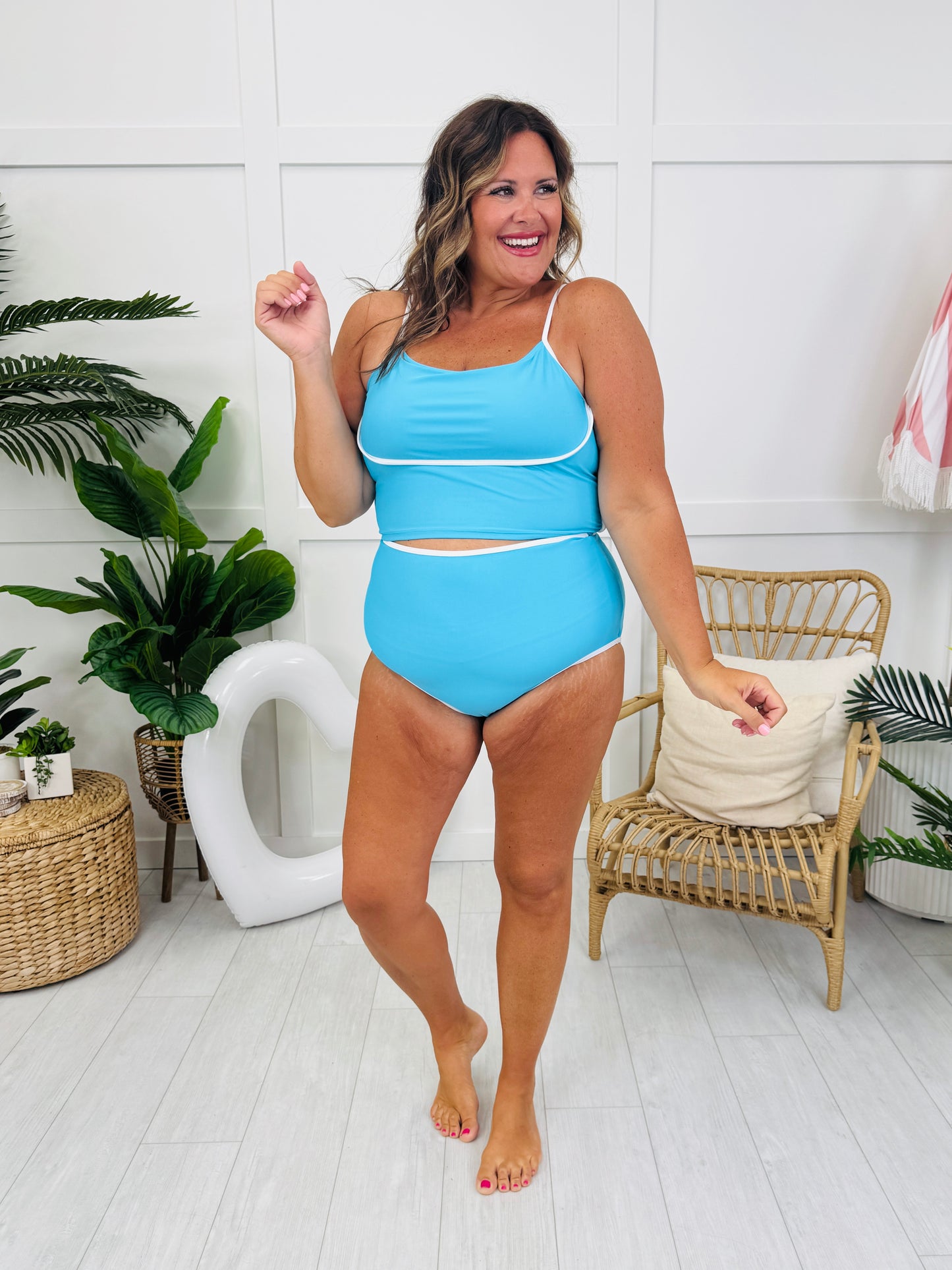 The Samantha Swim Top In Bright Blue