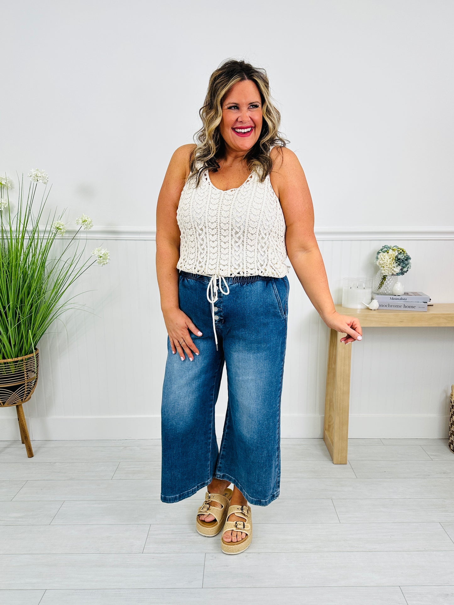 Stretch Your Limits Tummy Control Cropped Wide Leg Jeans