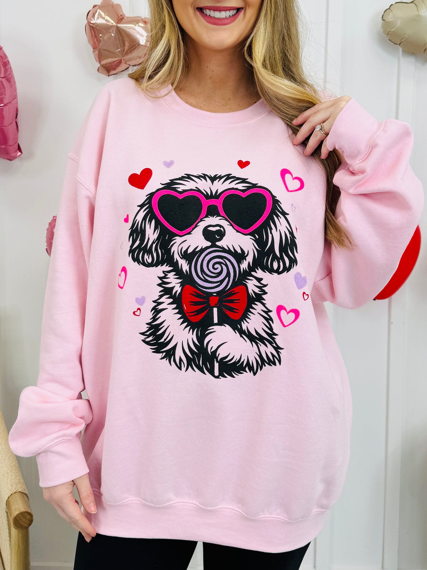 Dogs and Lollipops Graphic Crewneck Sweatshirt