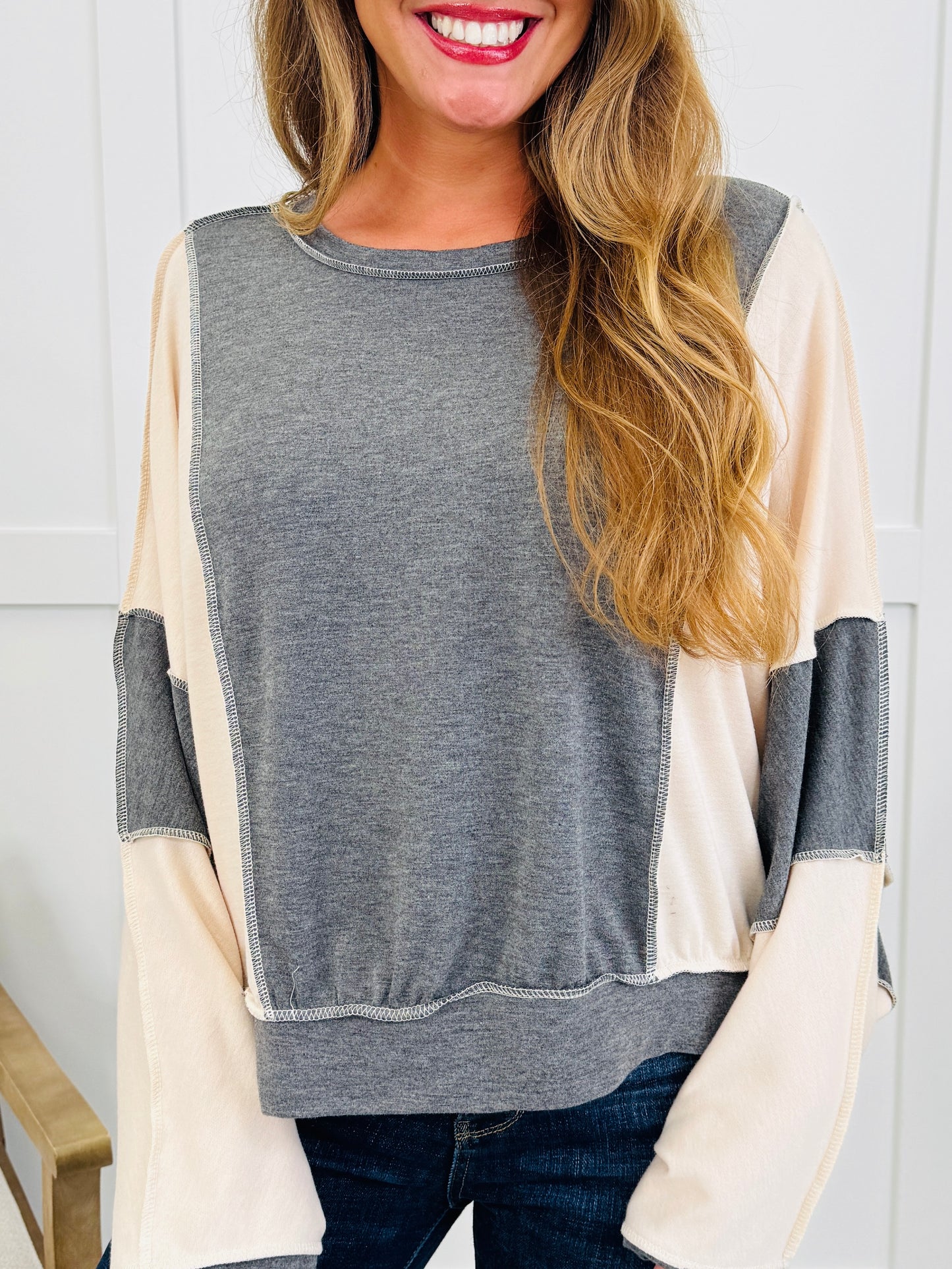 Split Harmony Pullover in Charcoal