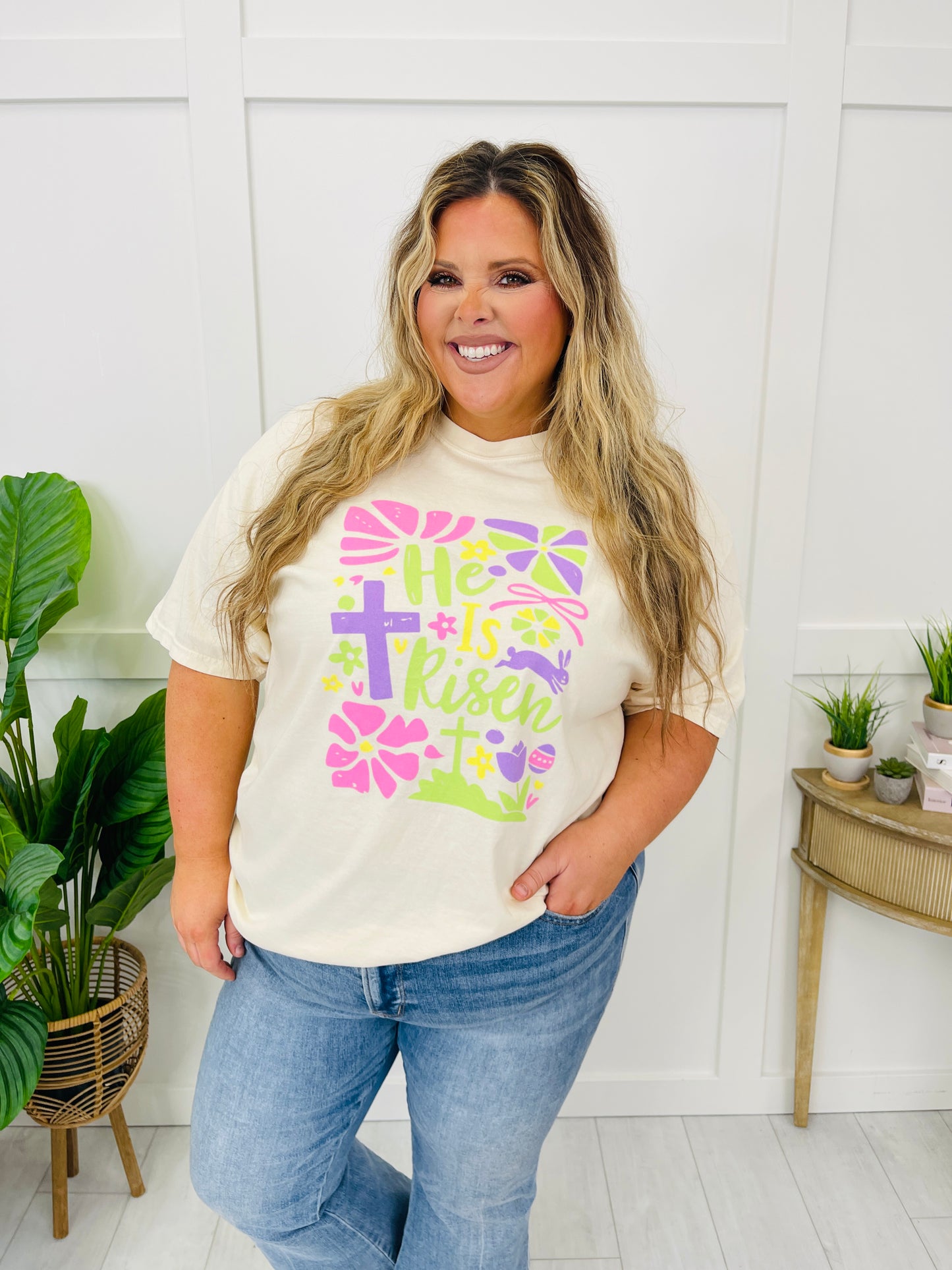 Colorful He Is Risen Graphic Tee