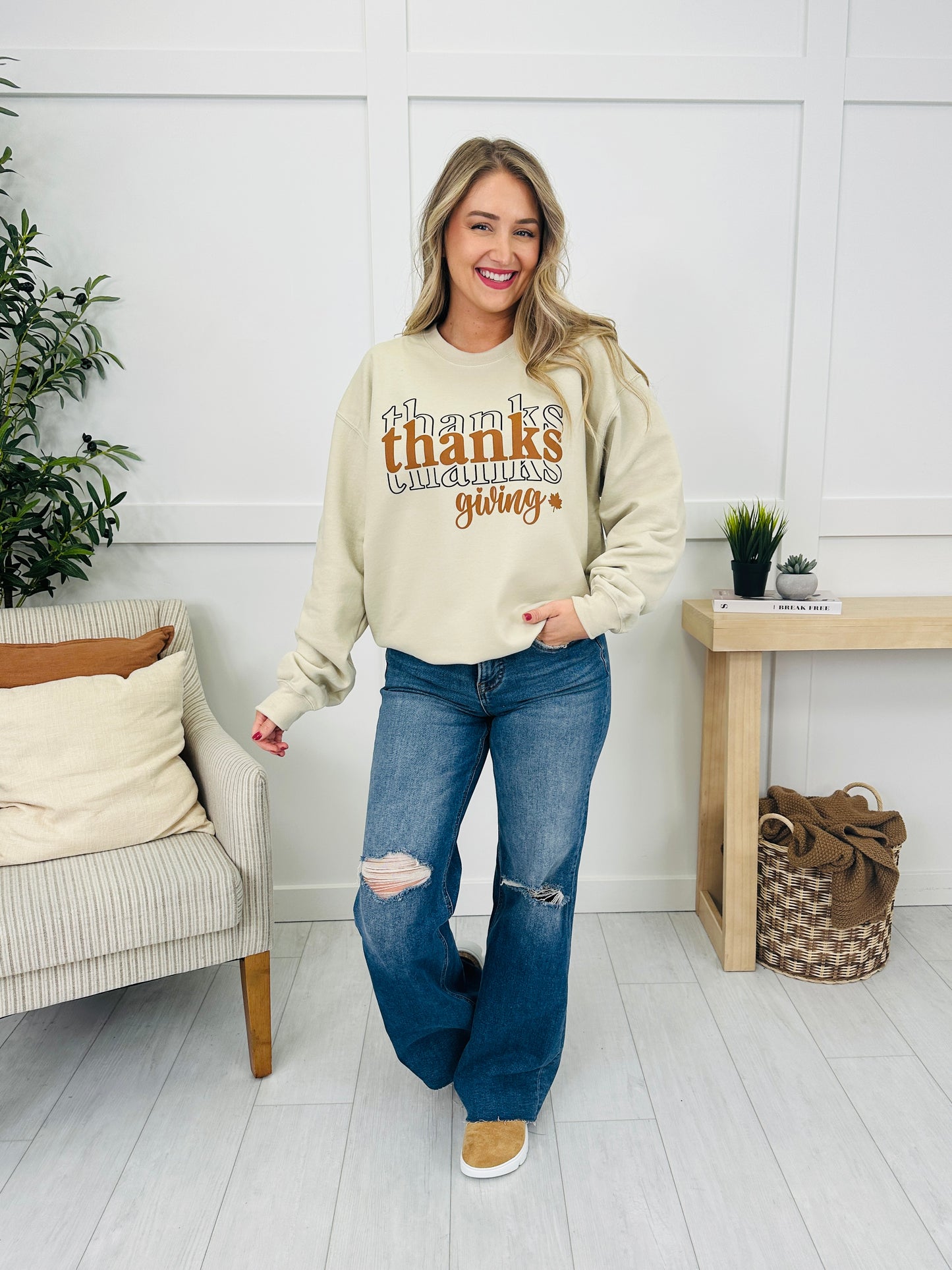 Thanksgiving Graphic Crewneck Sweatshirt- Multiple Colors!