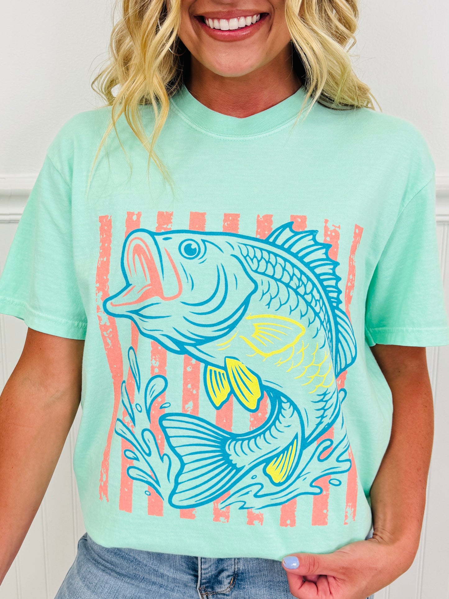 Retro Striped Bass Graphic Tee