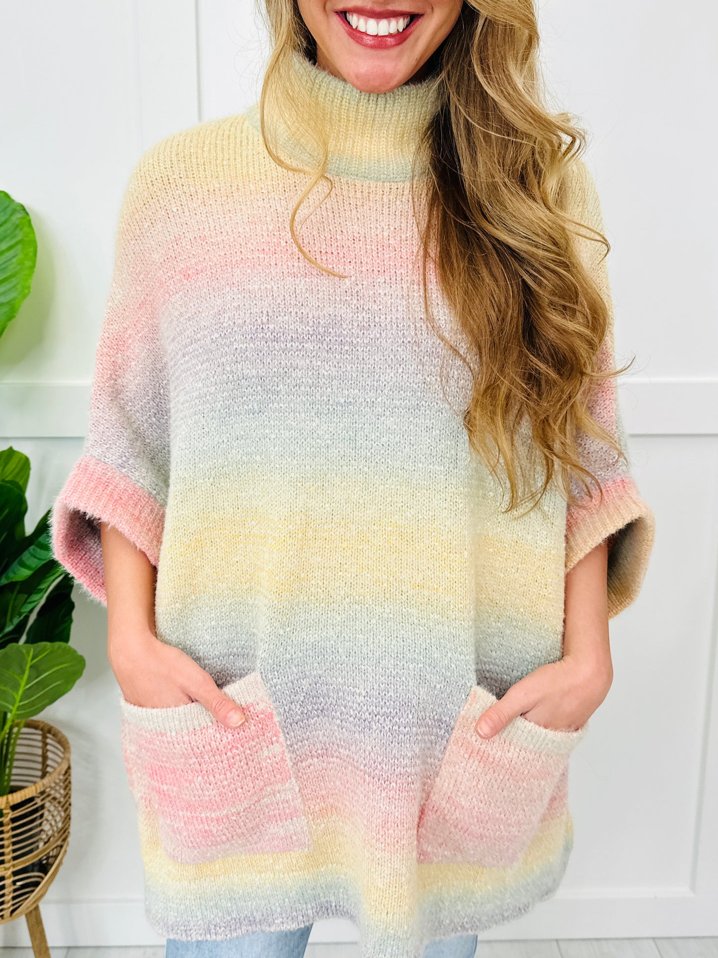 Rainbow Ombre Short-Sleeve Sweater