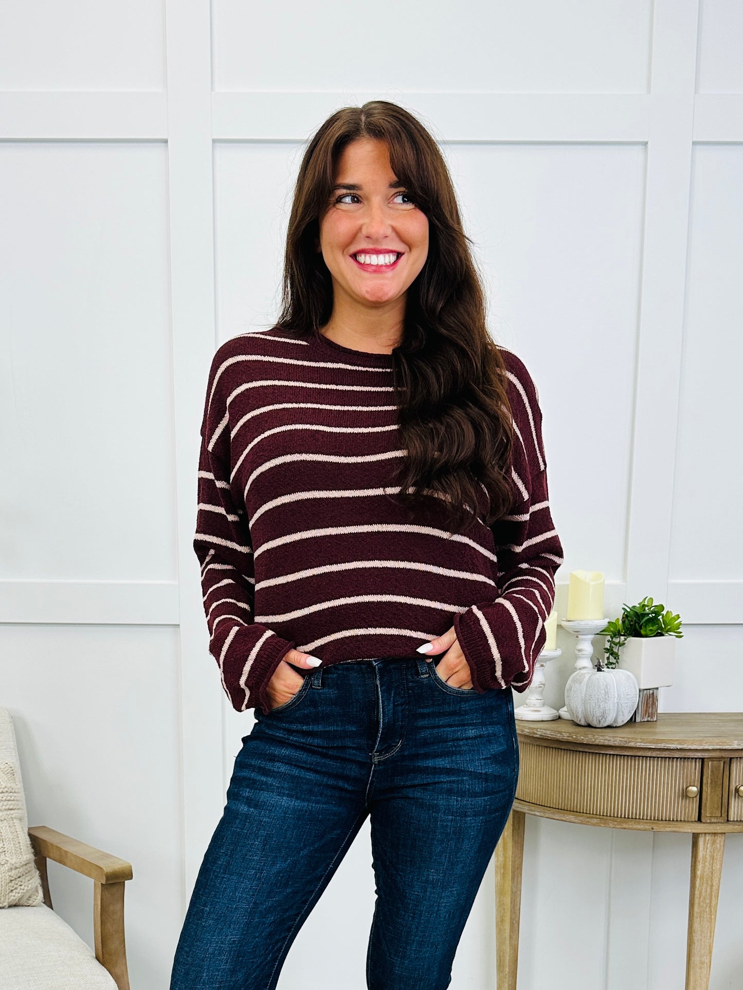 The Chill Knit Sweater in Burgundy
