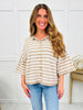 Soft Spoken Stripe Top In Light Mocha