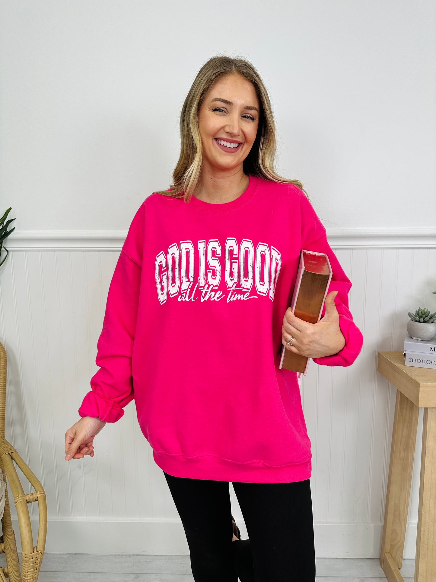 God is Good Graphic Crewneck Sweatshirt in Two Colors