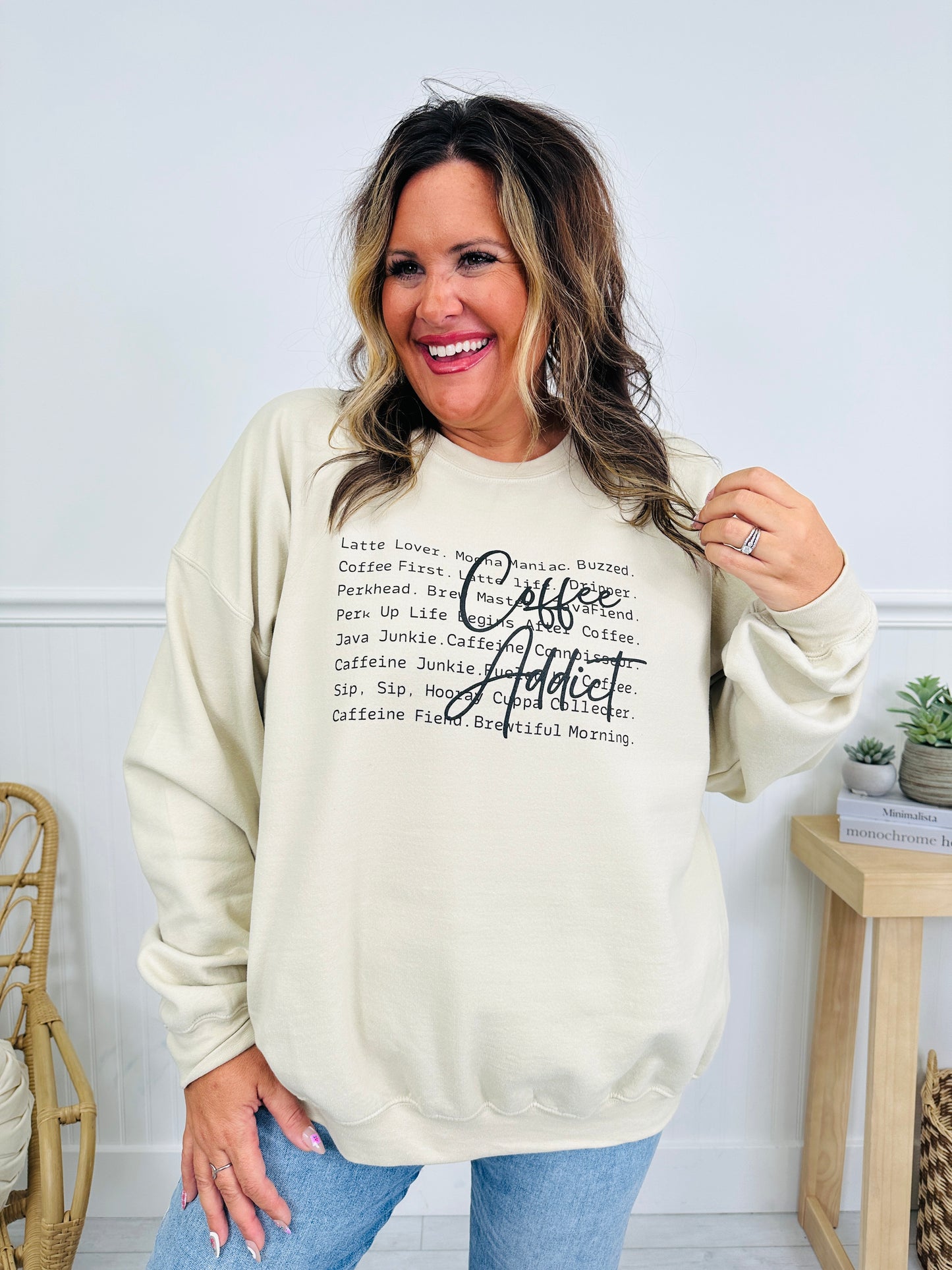 Coffee Addict  Graphic Crewneck Sweatshirt