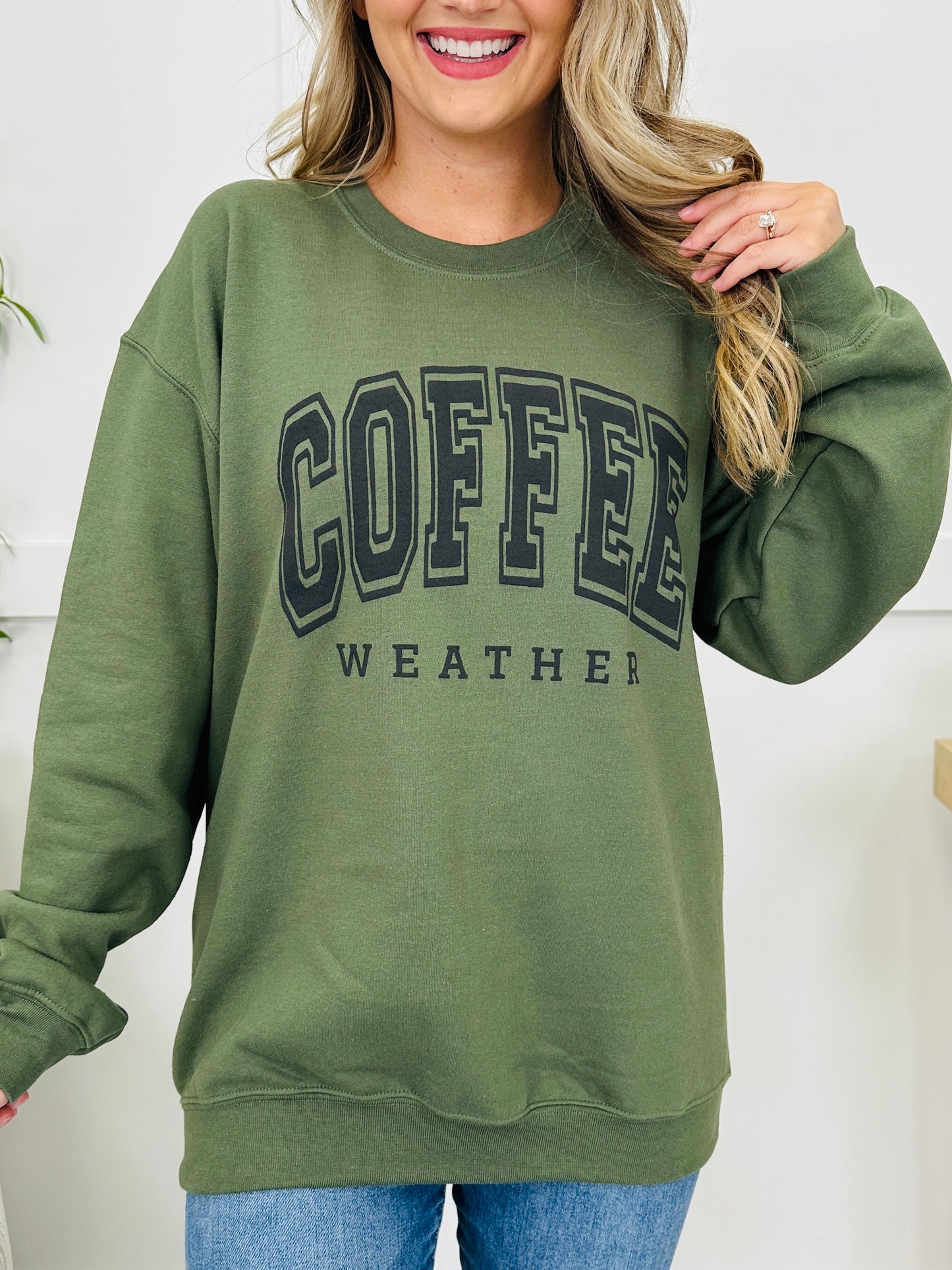 Coffee Weather Crewneck Sweatshirt in Olive