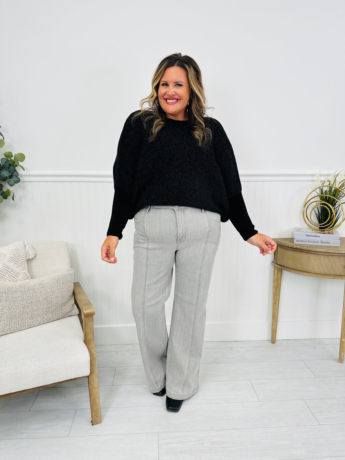 Judy Blue Gorgeous In Grey Retro Wide Leg Jeans