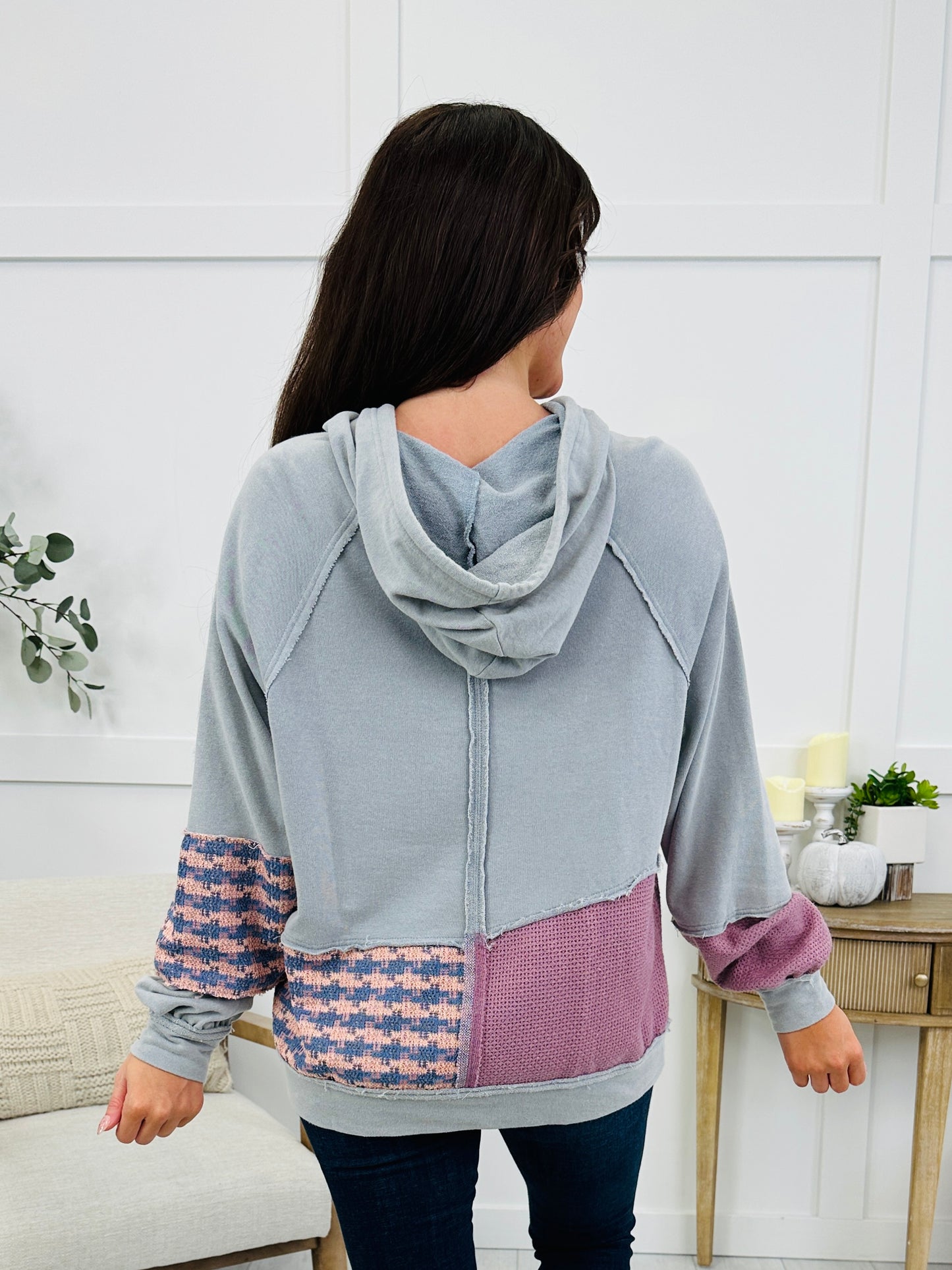 Blush Hour Hoodie In Dusty Blue