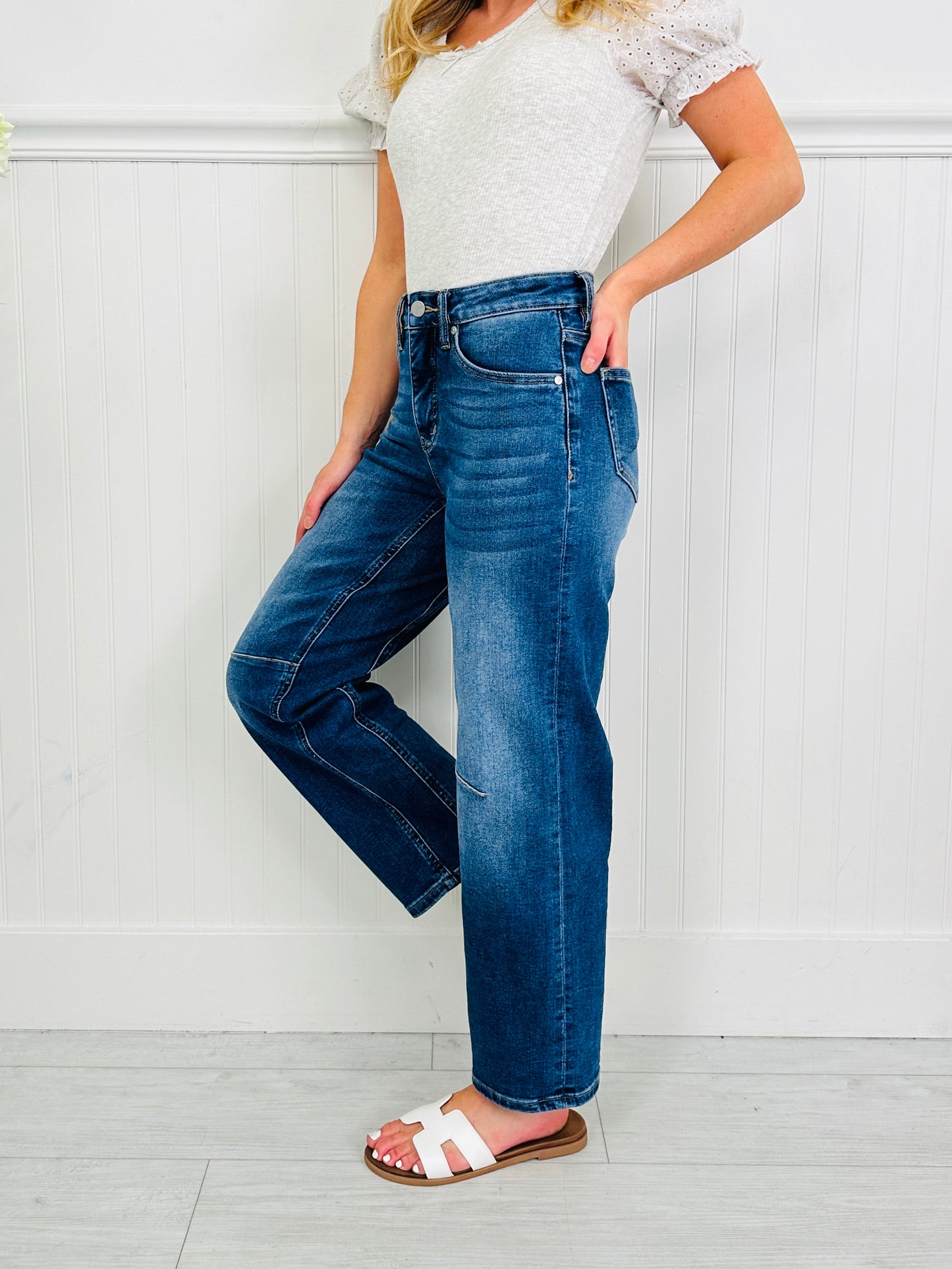 Carefully Curved Slim Barrel Jeans with Tummy Control