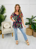 Floral Sketch Top in Dark Navy