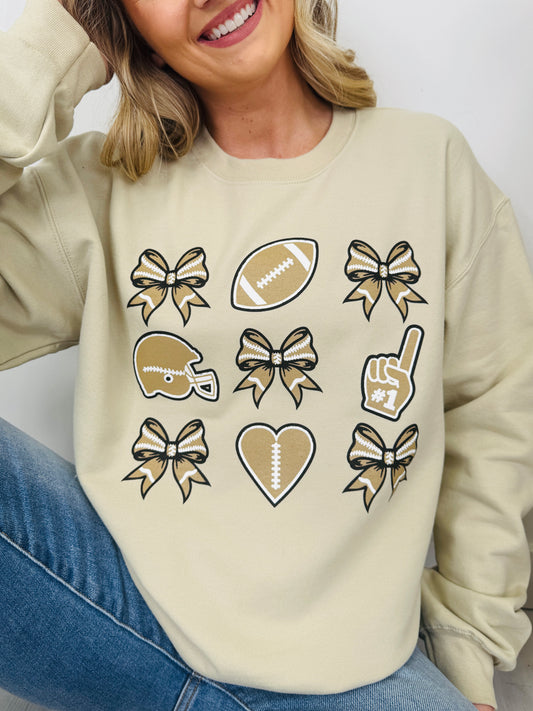 Football And Bows Graphic Crewneck Sweatshirt