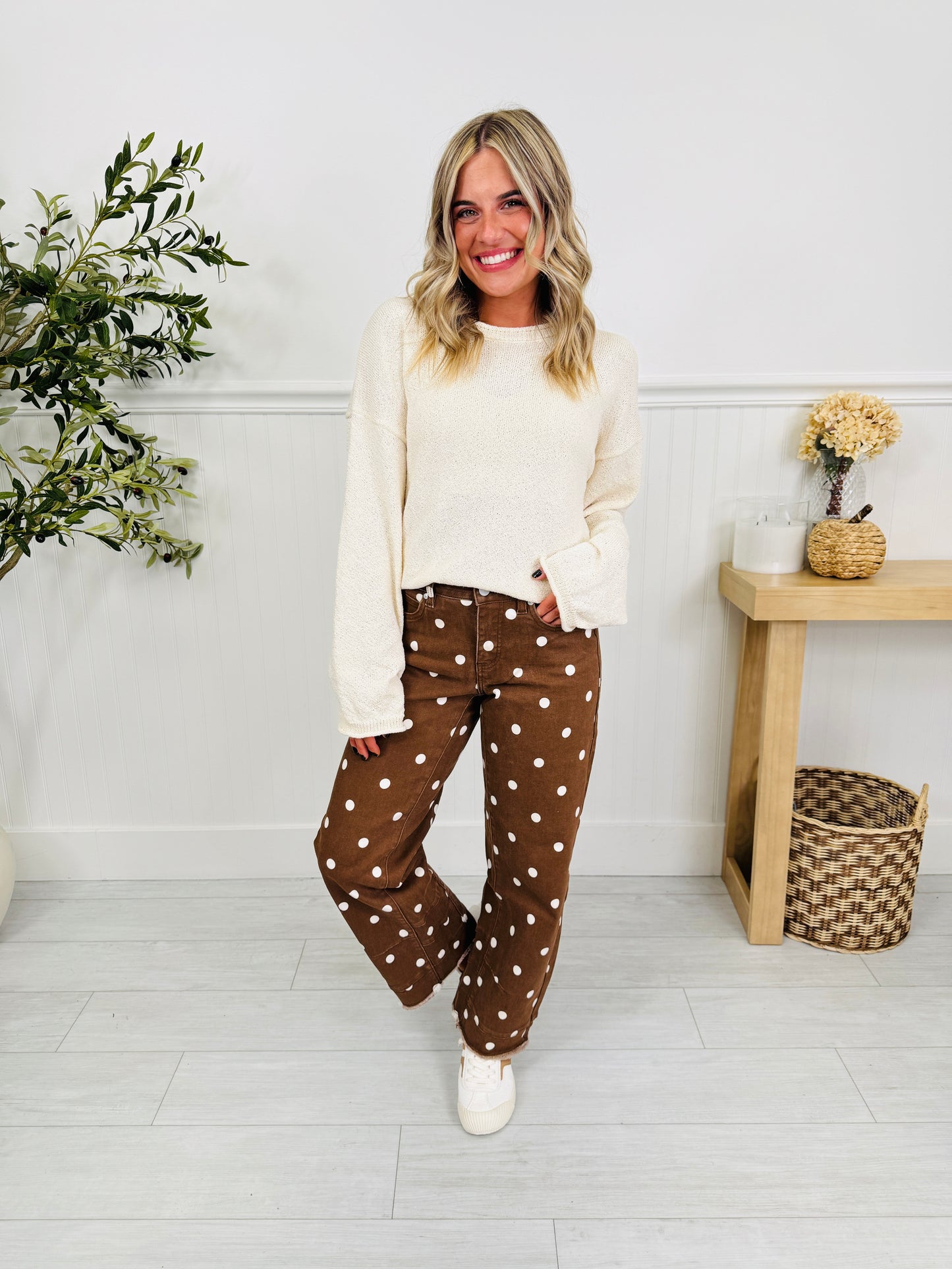 Polka Dot Dreams Tummy Control Barrel Jeans