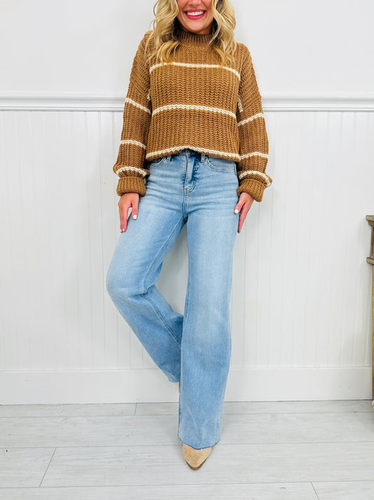 Fall Into Your Cart Tummy Control Wide Leg Jeans