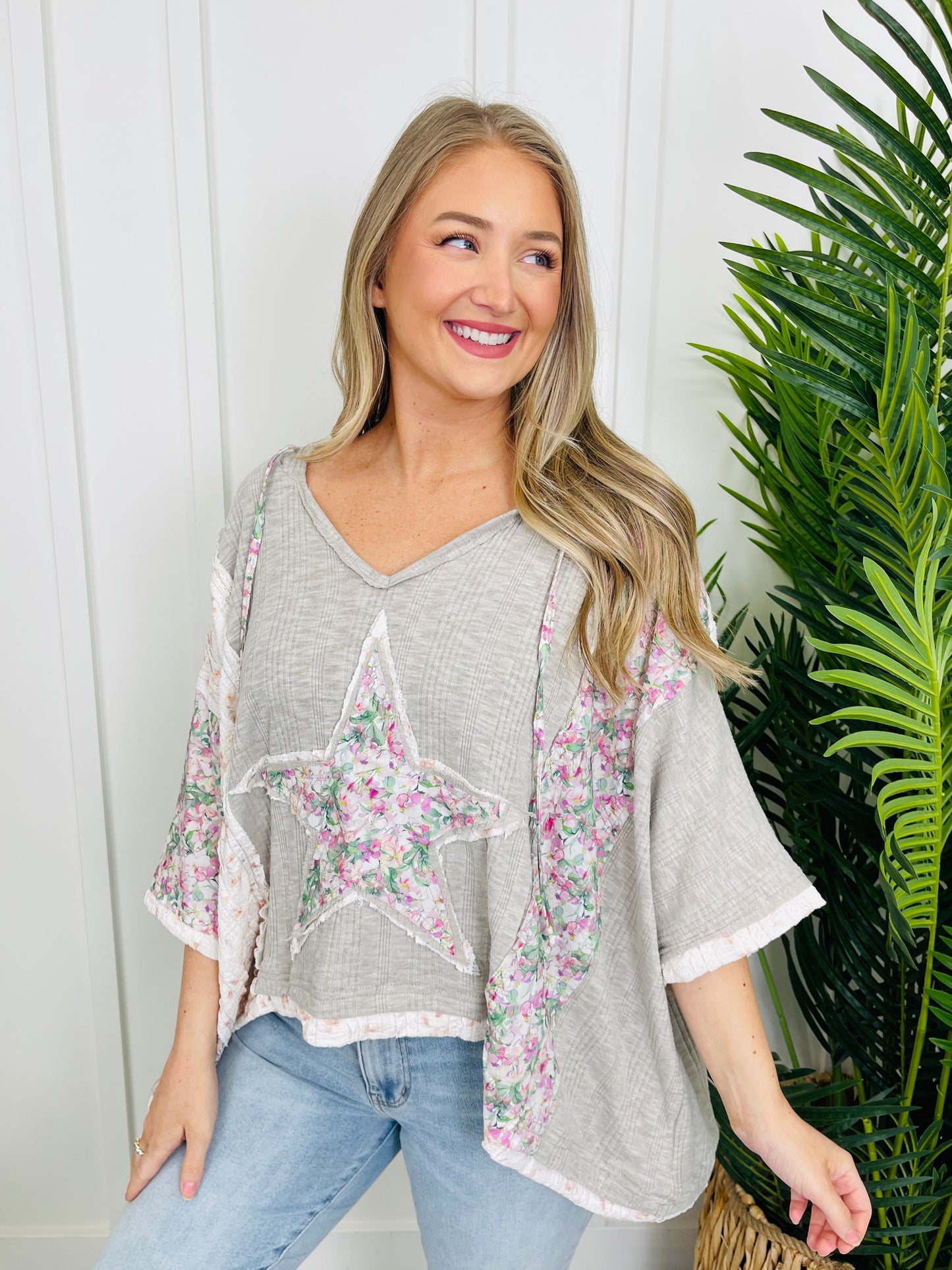 Cosmic Kindness Top in Light Grey