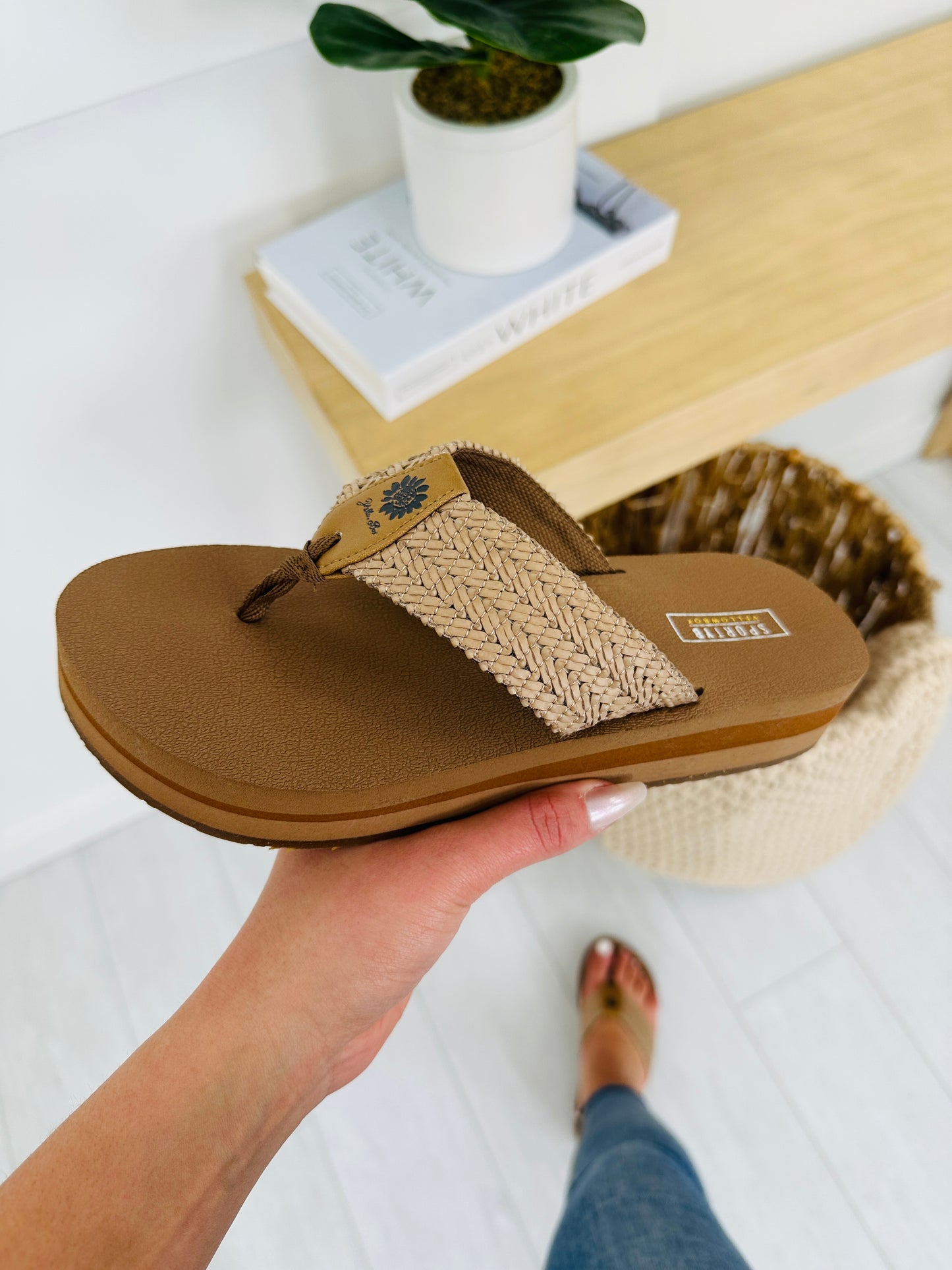 Braided Breeze Flip Flops In Tan