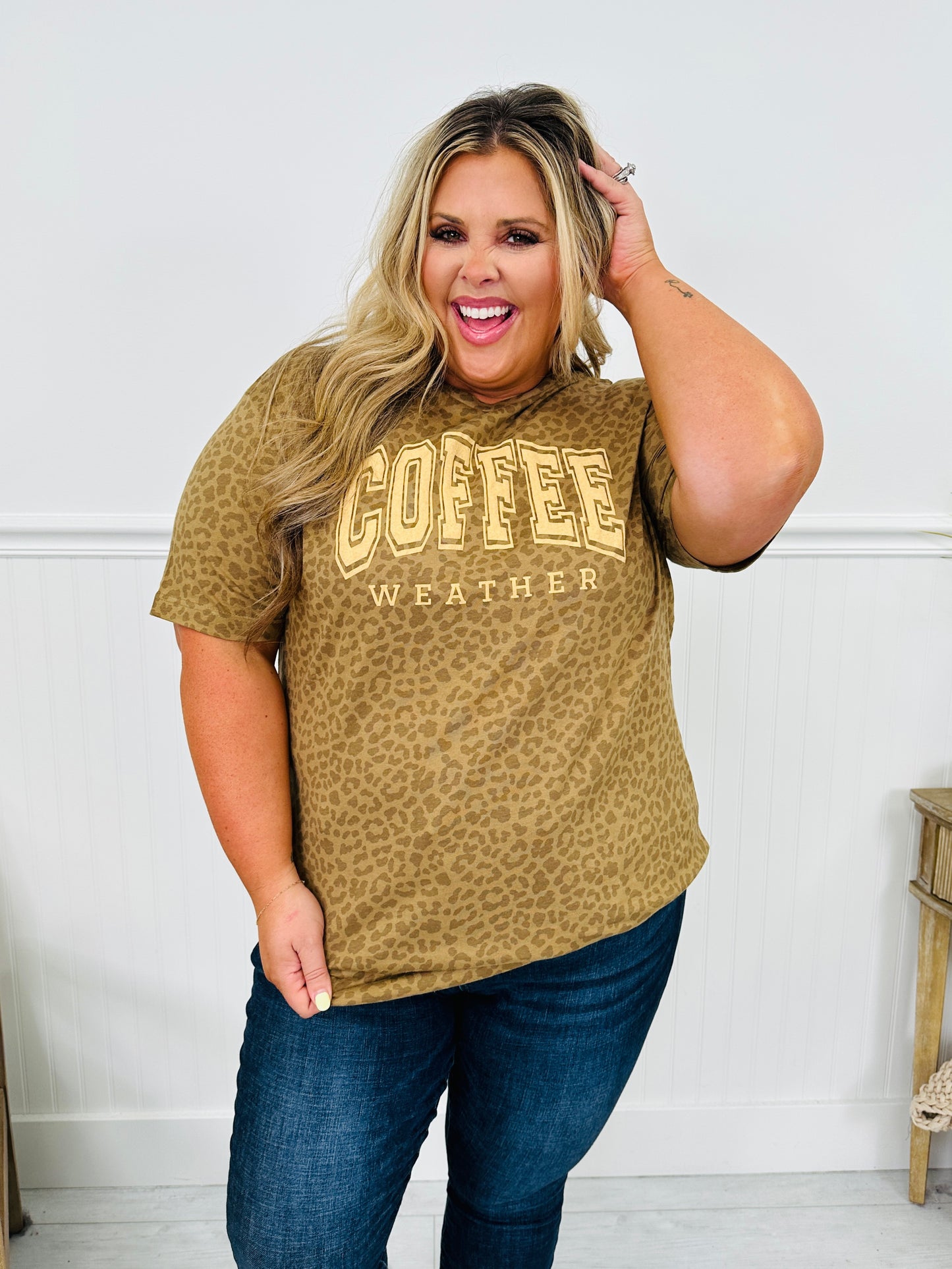 Coffee Weather Graphic Tee in Leopard