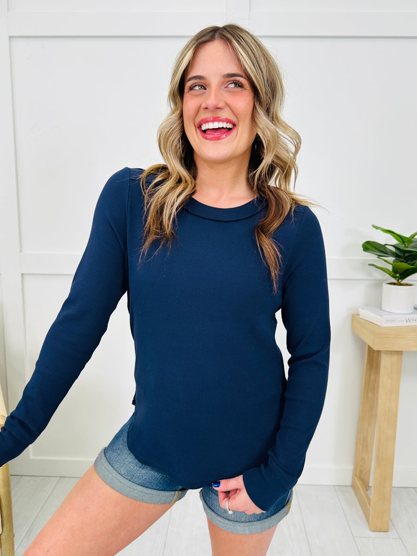 MOCO Exclusive Everyday Essential Long Sleeve Top In Navy