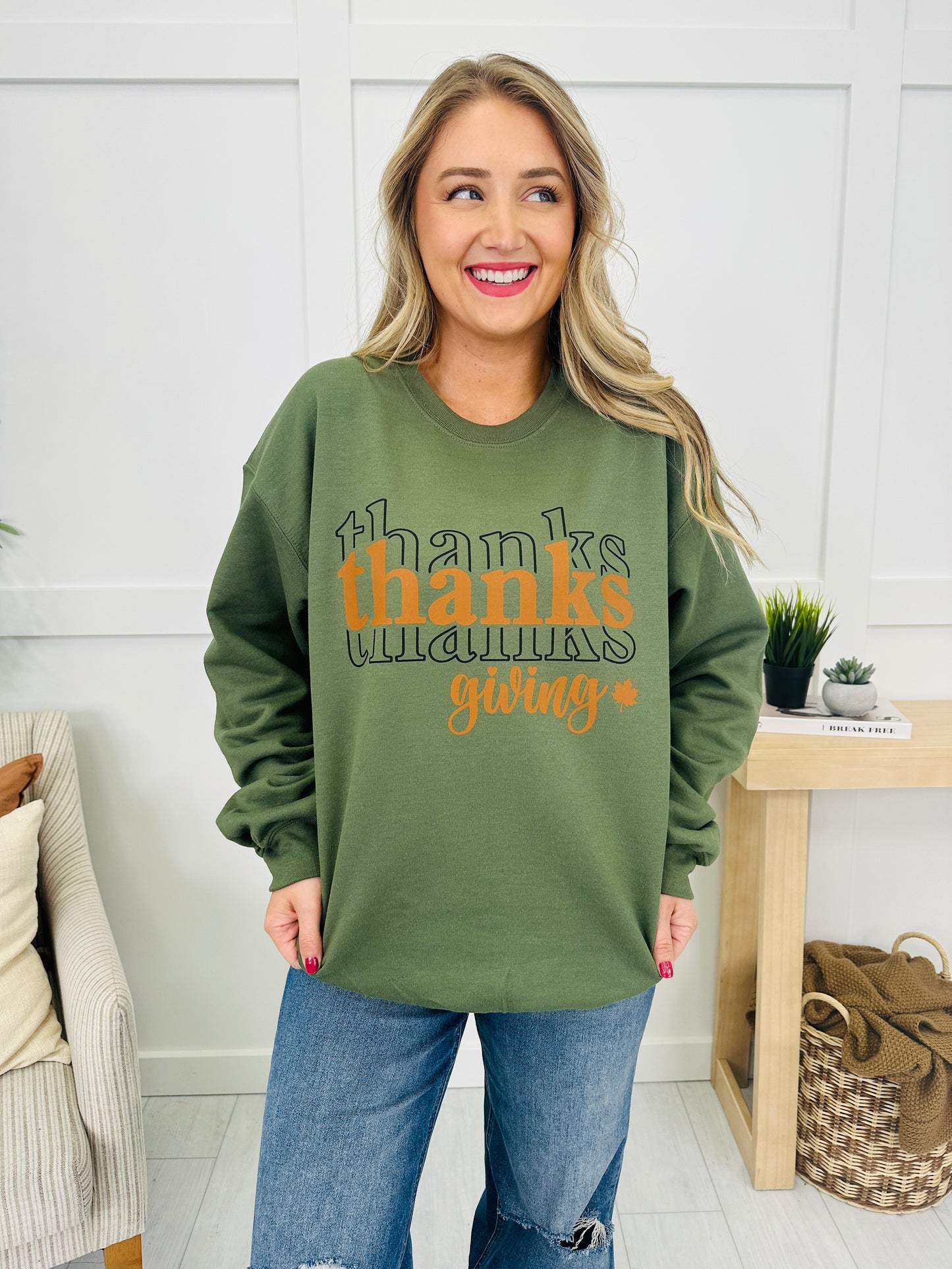 Thanksgiving Graphic Crewneck Sweatshirt- Multiple Colors!
