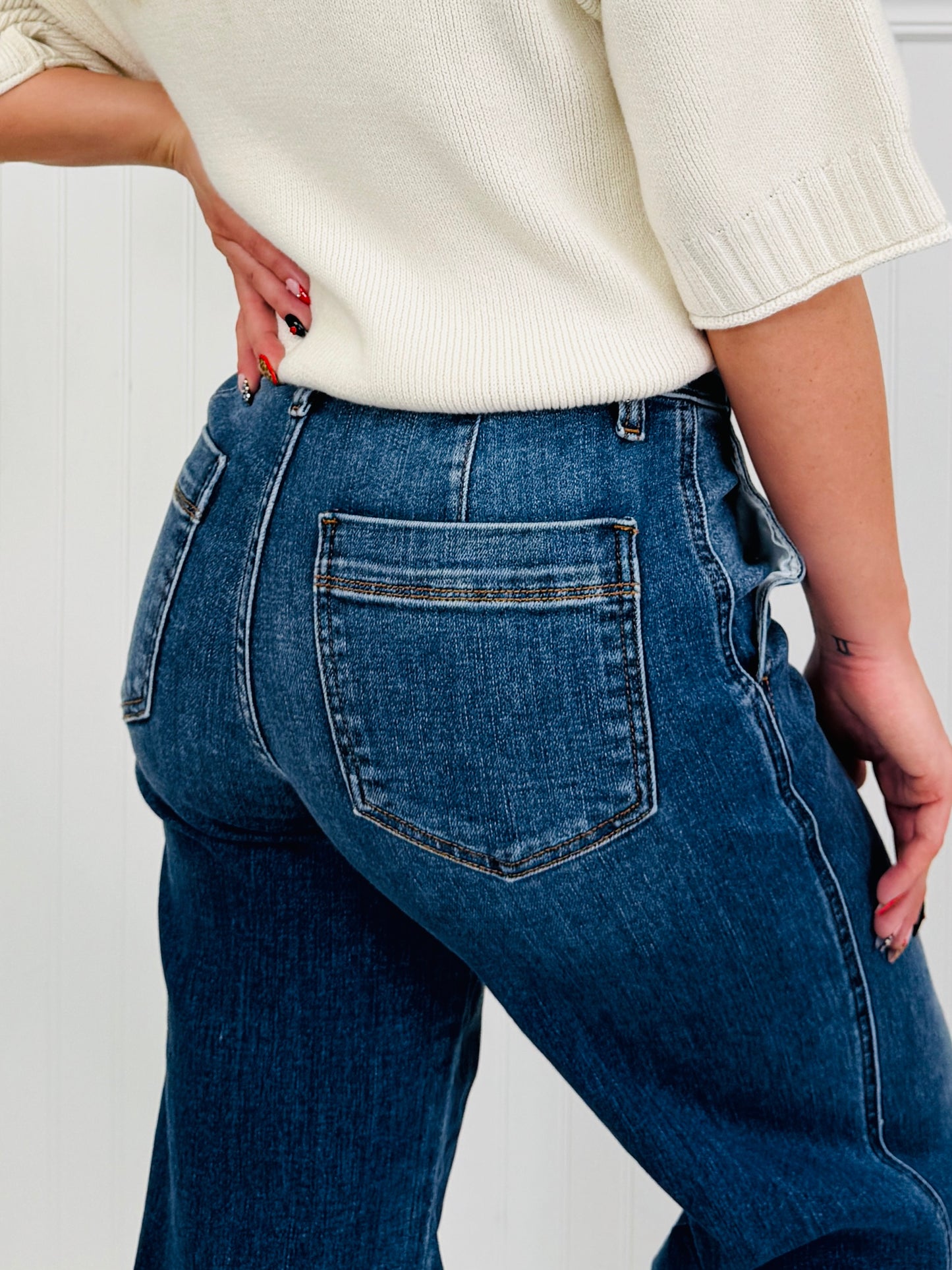 Judy Blue Girl Power Retro Wide Leg Trouser Jeans in Regular and Petite