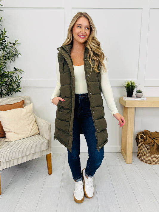 Holding Onto Warmth Puffer Vest In Olive