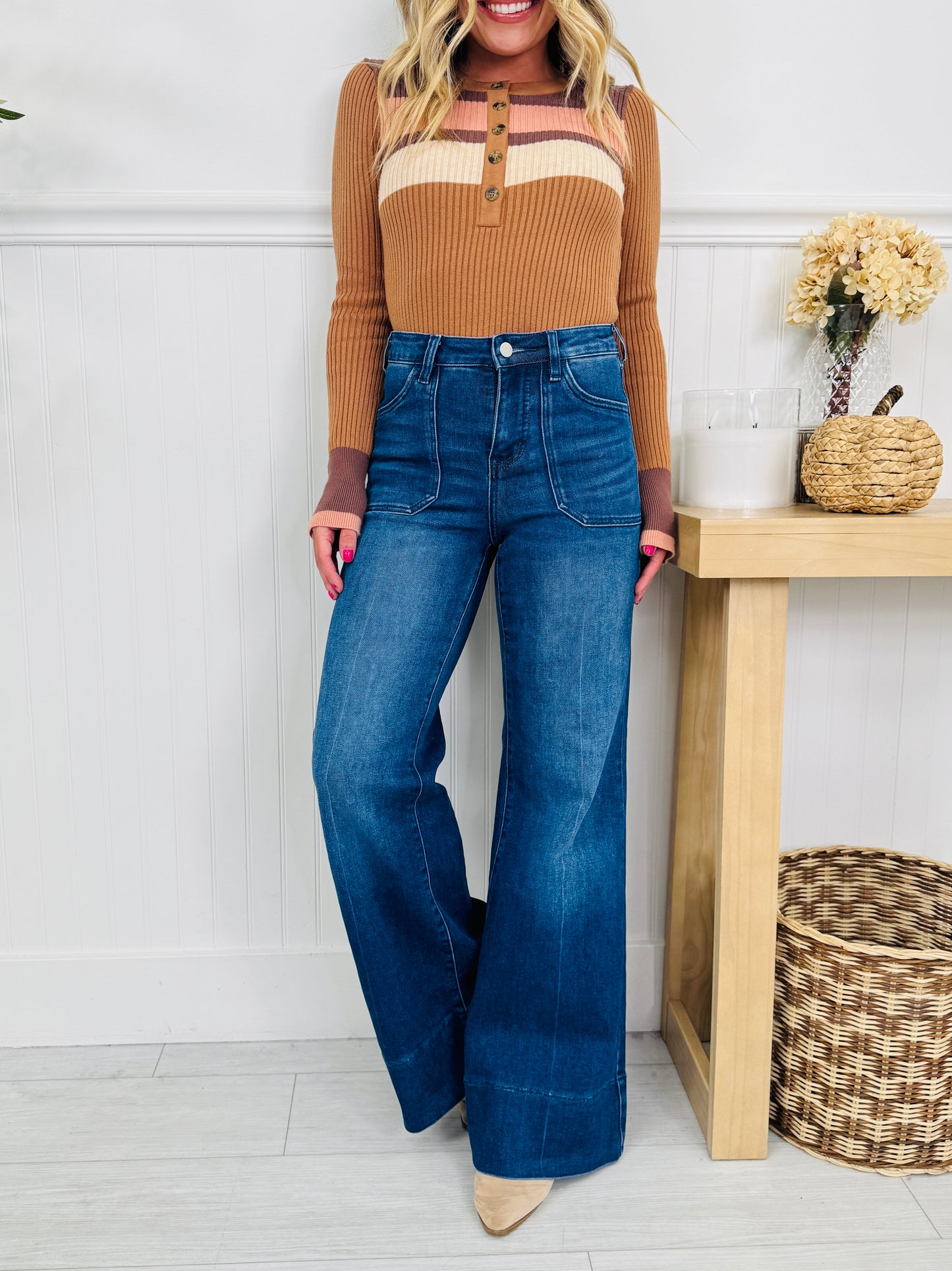 Full Of Style Tummy Control Wide Leg Jeans In Multiple Inseams
