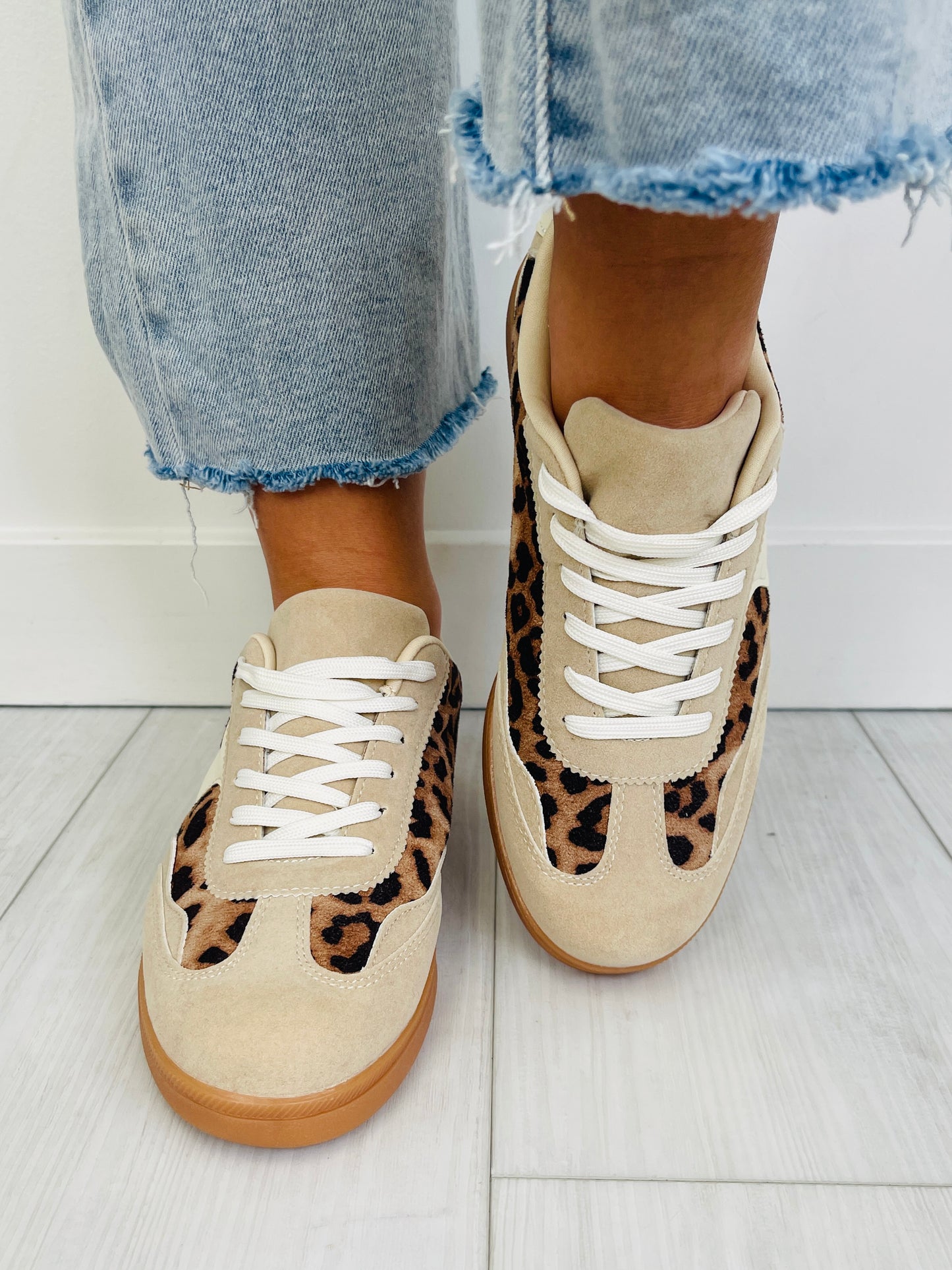 Off The Sidelines Sneakers in Beige Leopard