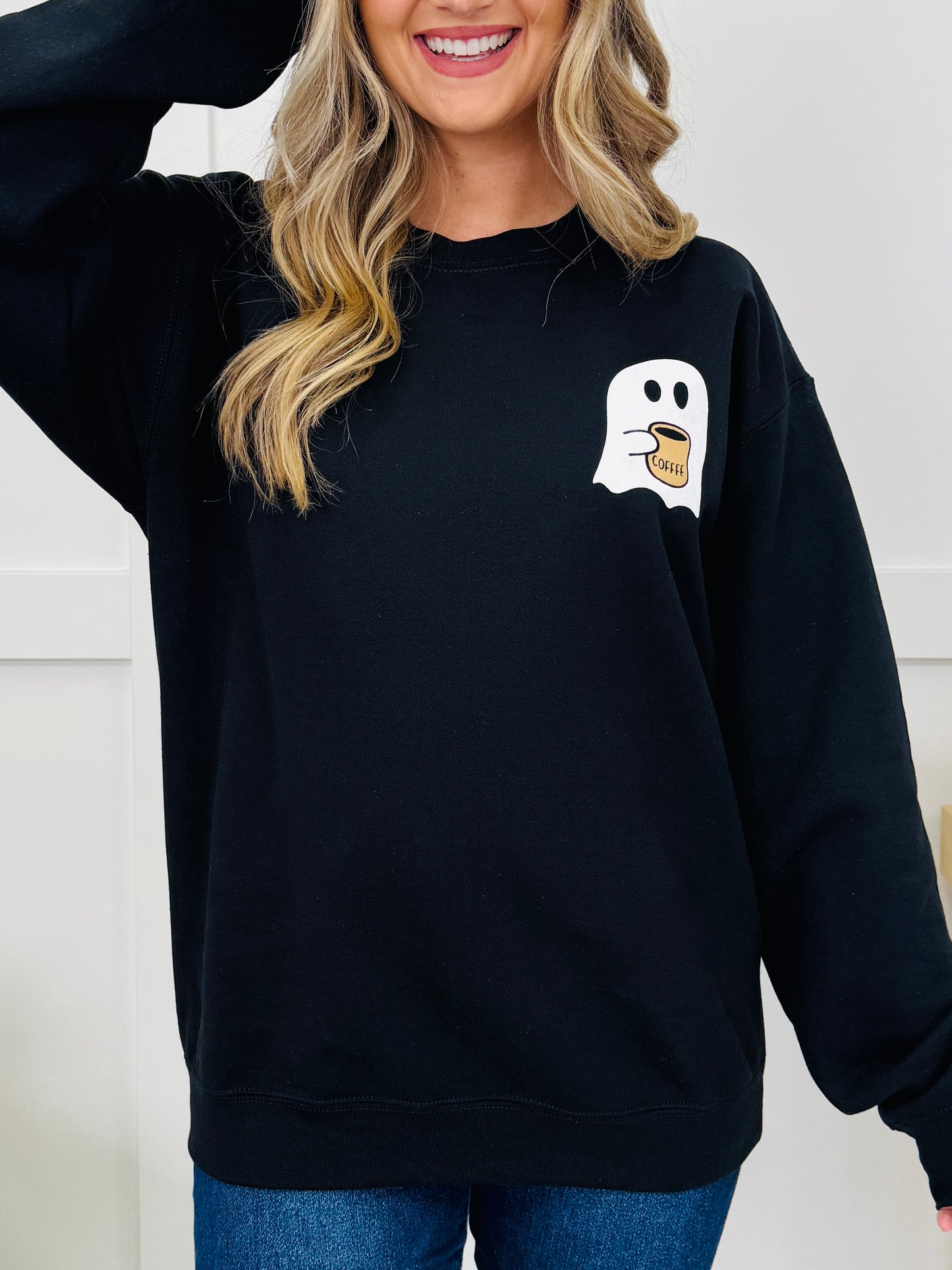 Boo Coffee Graphic Crewneck Sweatshirt