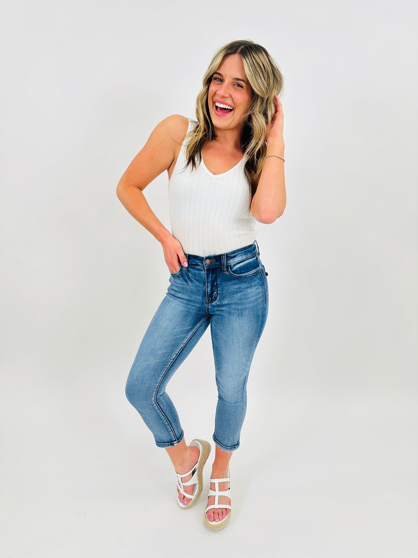 Restock! Judy Blue REG/CURVY Go Against The Grain Capri Jeans