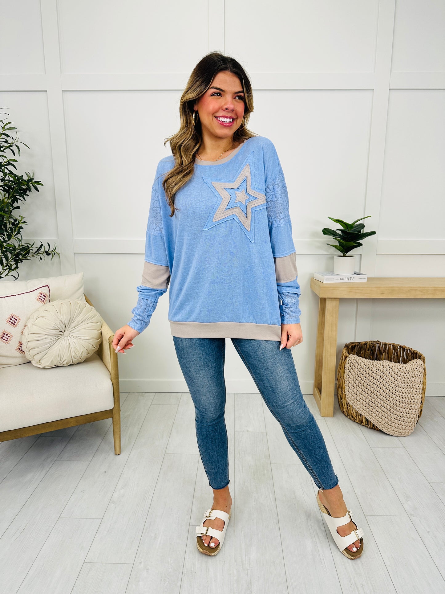 Cosmic Stitch Pullover In Cornflower Blue