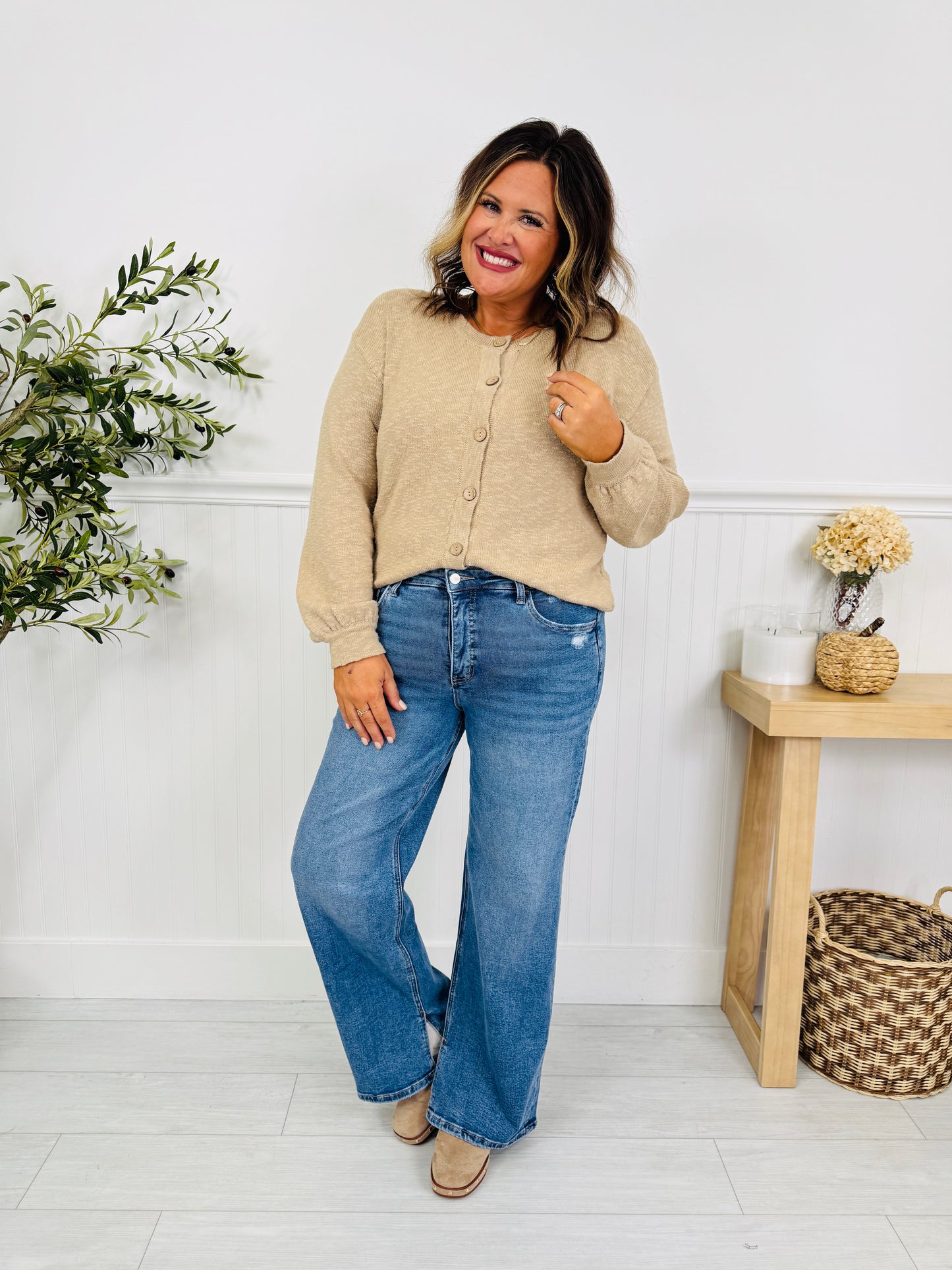 Side Note Tummy Control Wide Leg Jeans